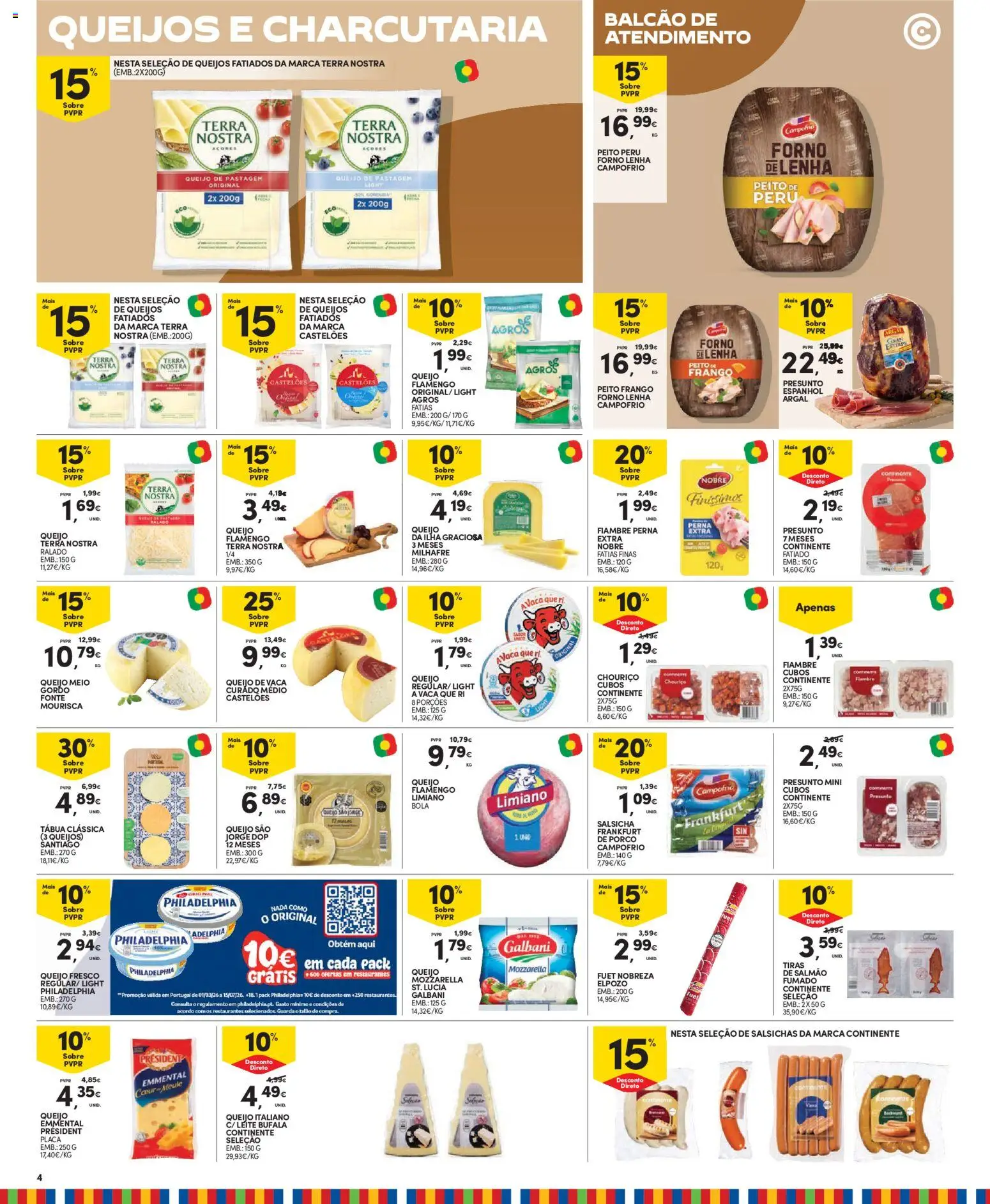 Continente Madeira │ válido de 14.04.2026 | Página: 4 | Produtos: Cream cheese, Salmão, Salsicha, Chouriço