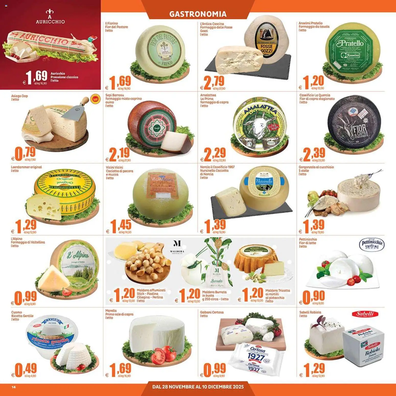 Volantino Elite Supermercati del 28.11.2025 | Pagina: 14 | Prodotti: Provolone, Mirtilli, Gorgonzola, Robiola