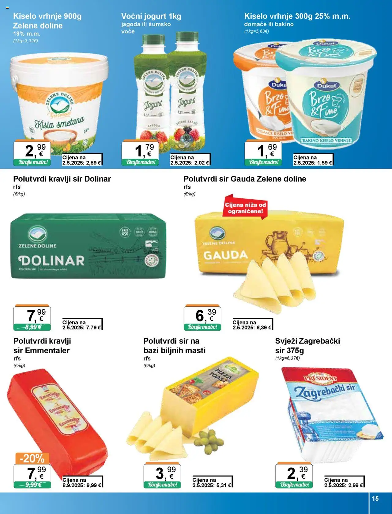KTC katalog | vrijedi od 17.09.2025 | Stranica: 15 | Proizvodi: Sir, Voćni jogurt, Pizza, Voće