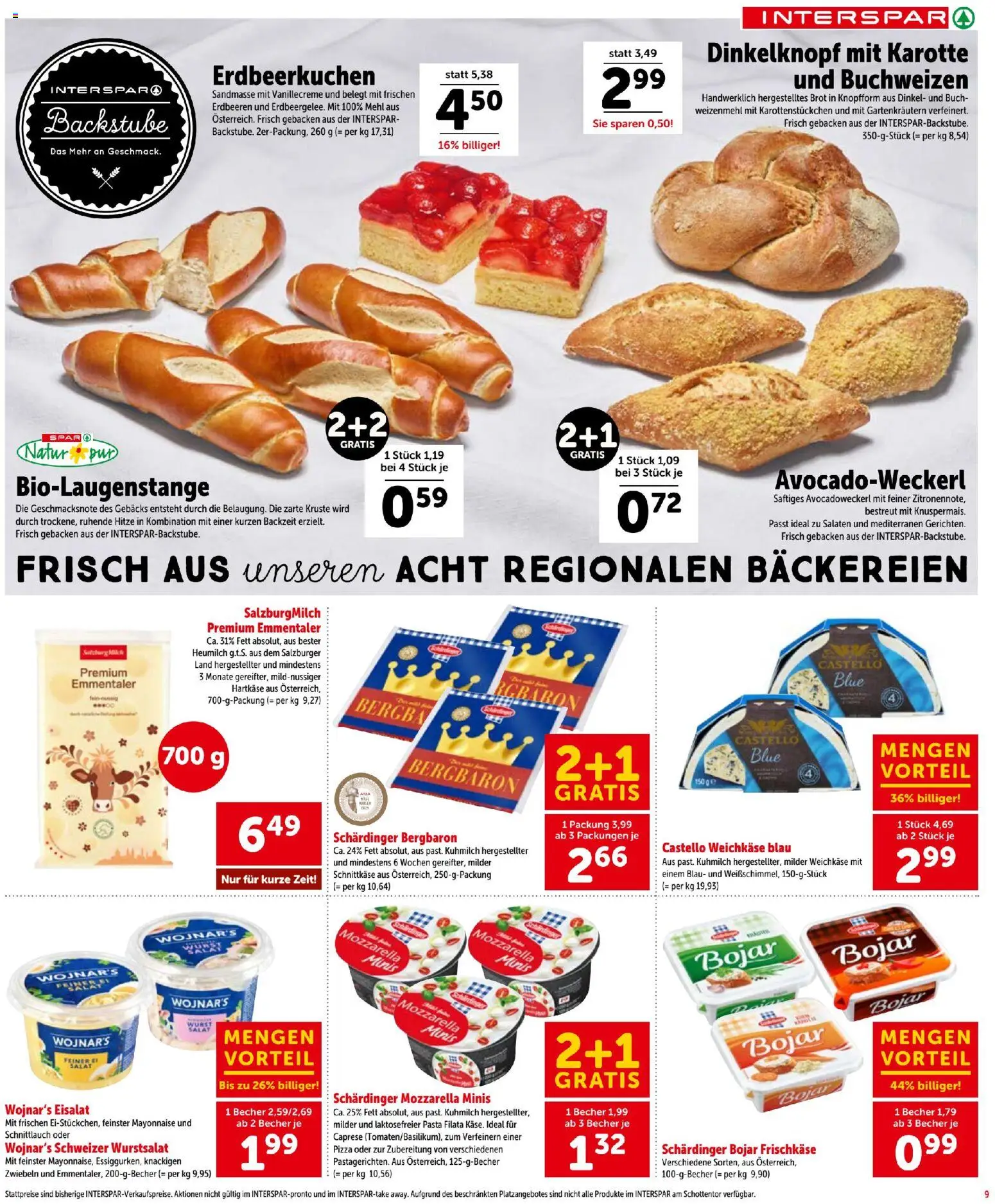 Interspar Flugblatt gültig ab 26.02.2026 | Seite: 9 | Produkte: Erdbeeren, Salat, Zwiebeln, Pizza