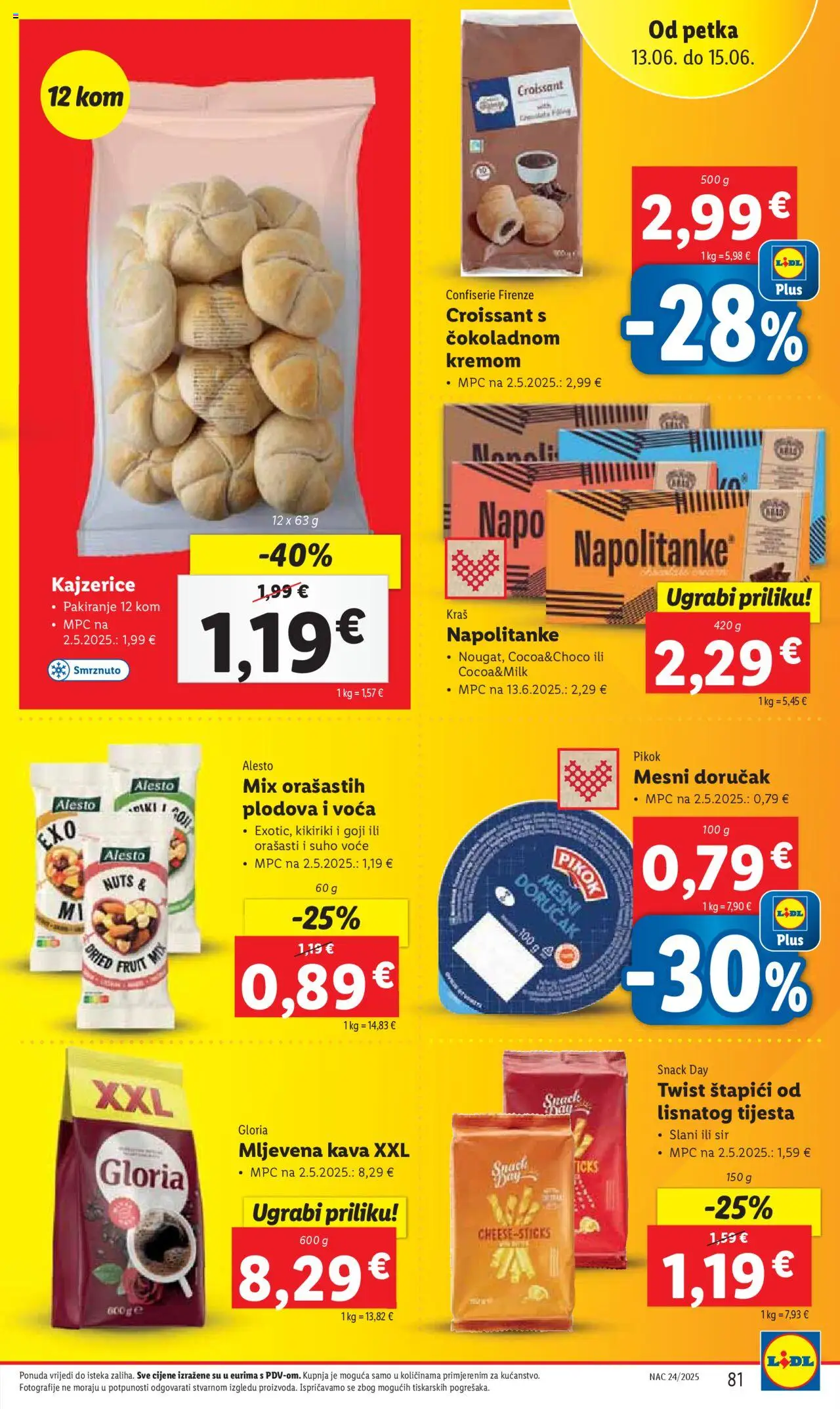 Lidl katalog | vrijedi od 09.06.2025 | Stranica: 81 | Proizvodi: Sir, Kava, Kikiriki, Mesni doručak