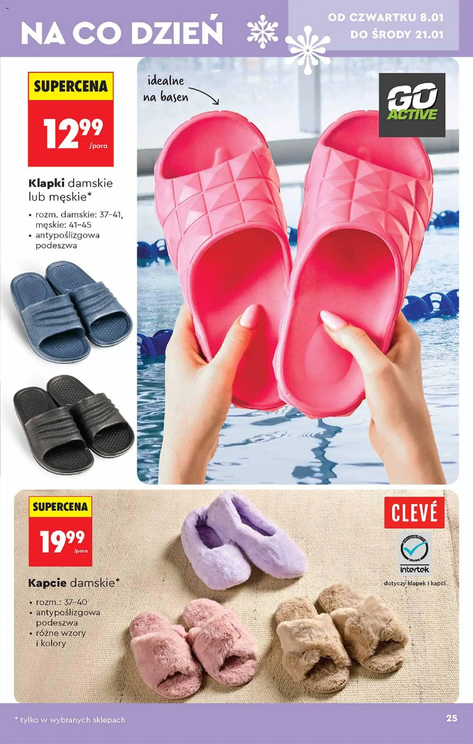 Biedronka gazetka - Hity i inspiracje od 05.01.2026 | Strona: 25 | Produkty: Kapcie, Klapki, Klapki damskie, Basen