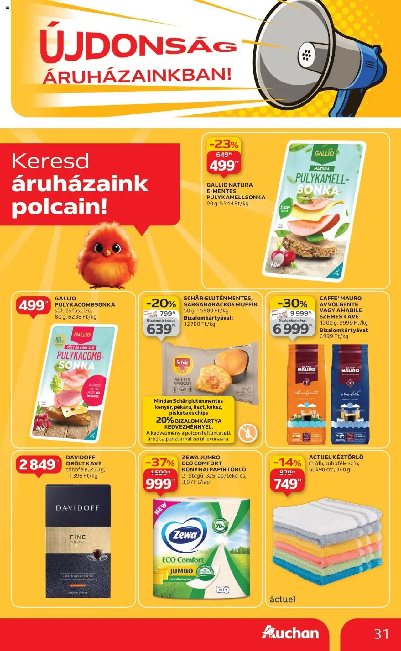 Auchan akciós ujság - amely érvényes a következő dátumtól: 04.09.2025 | Oldal: 31 | Termékek: Chips, Kávé, Szemes kávé, Pulykacomb