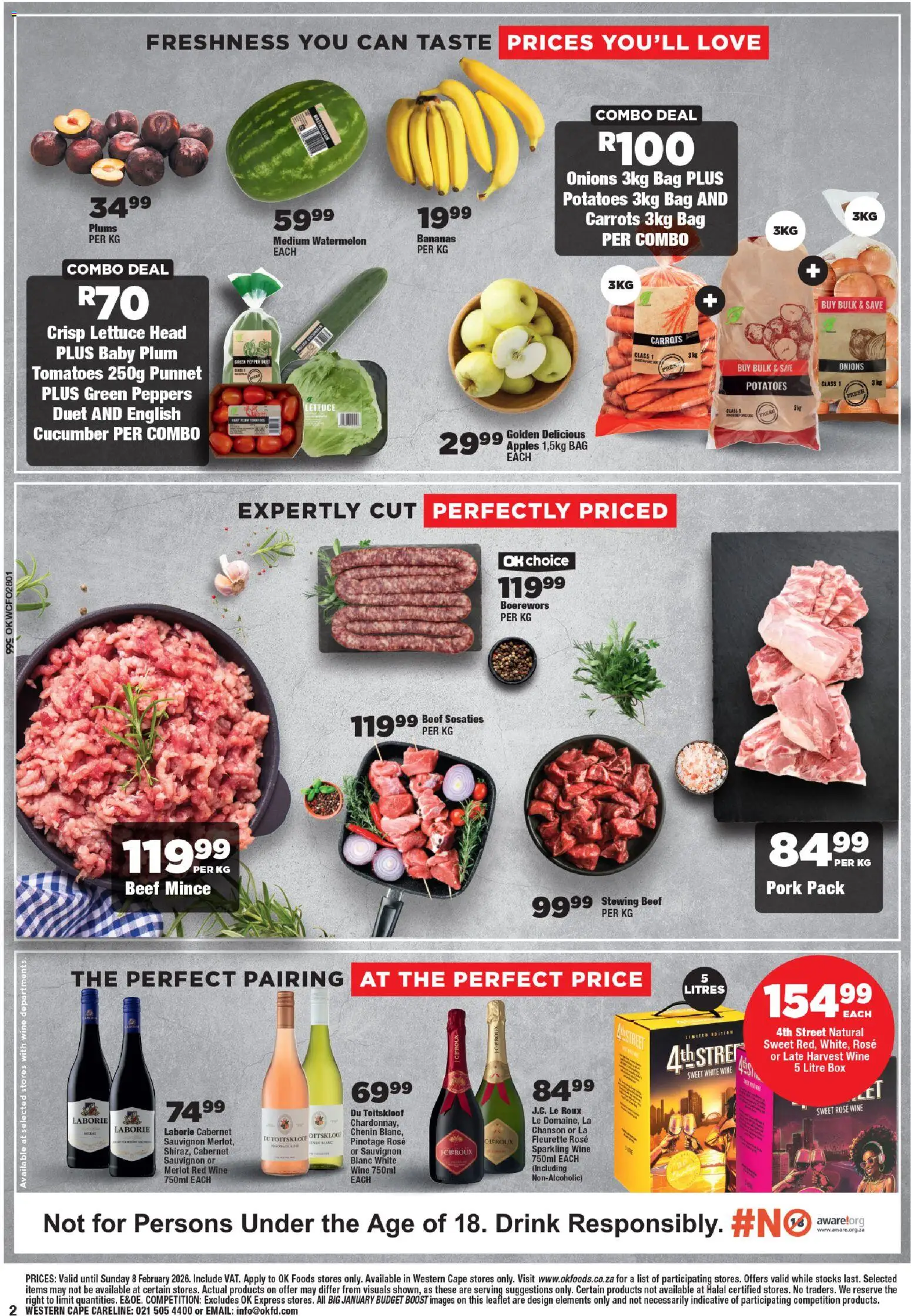 New OK Foods catalogue – valid from 21.01.2026 | Page: 2 | Products: Bag, Box, Bananas, Lettuce