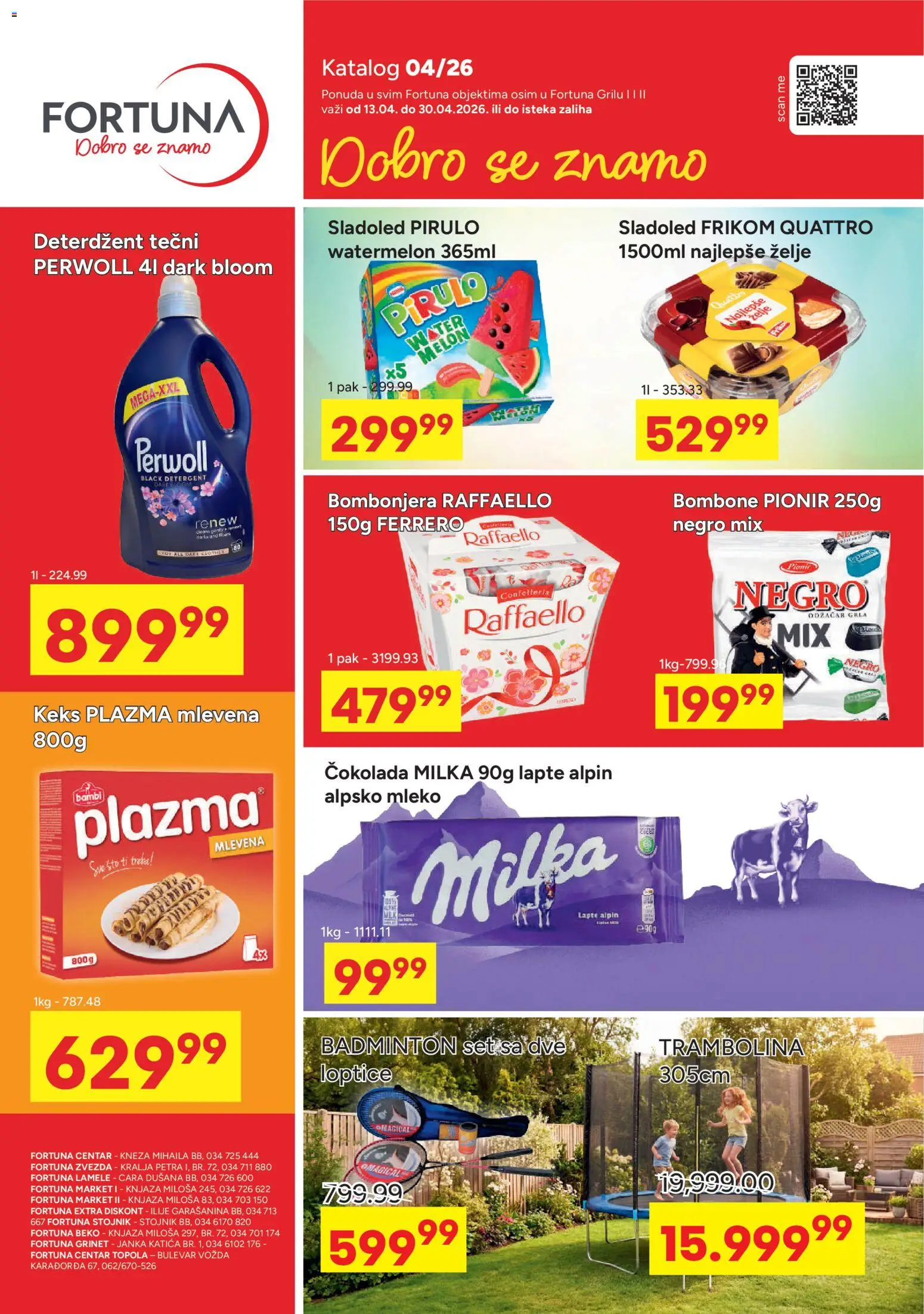 Fortuna Market katalog - važi od 13.04.2026 | Strana: 1 | Proizvode: Bombone, Plazma, Mleko, Ferrero