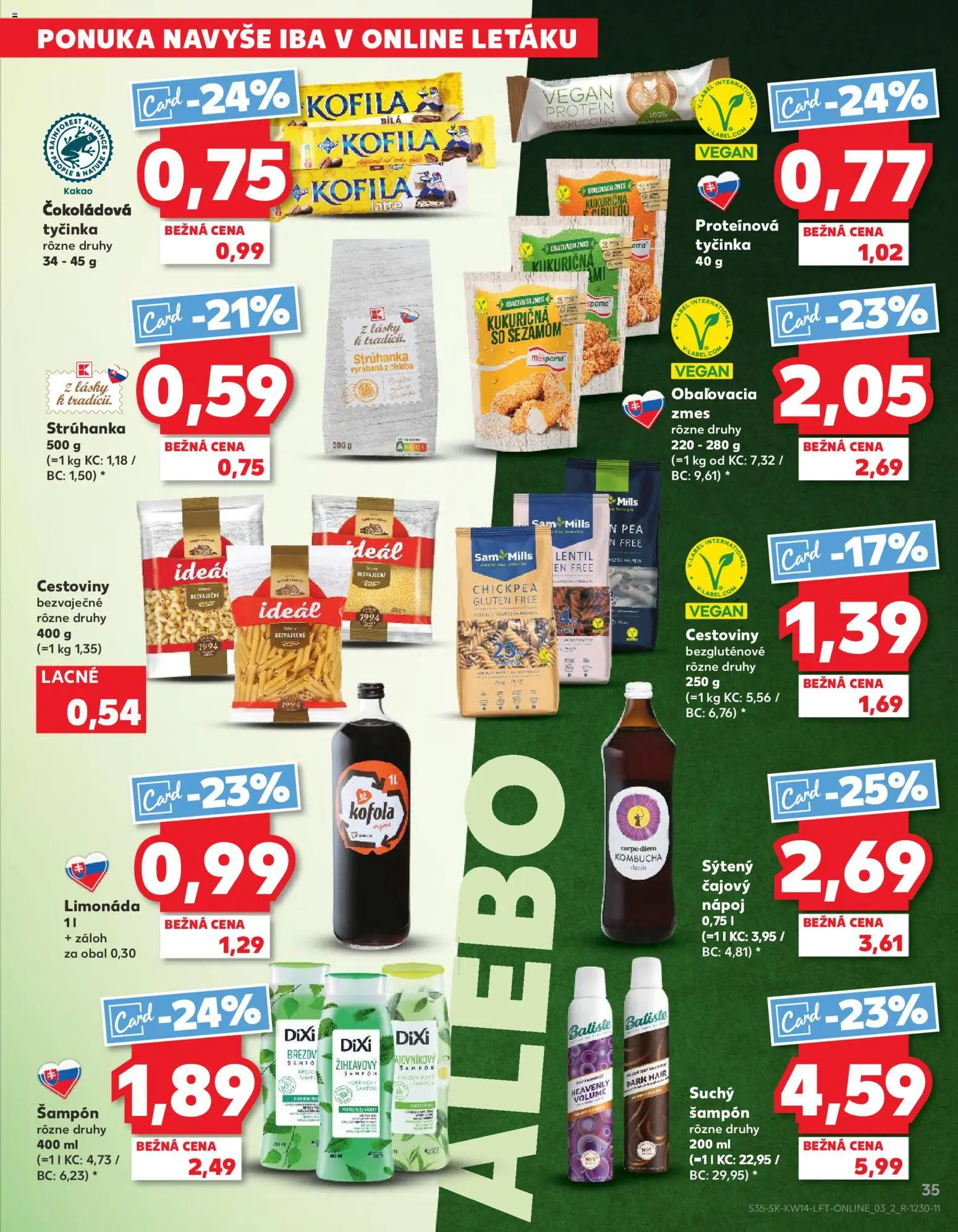 Kaufland SK akciós ujság - amely érvényes a következő dátumtól: 01.04.2026 | Oldal: 35 | Termékek: Cappuccino, Protein, Vegán, Só