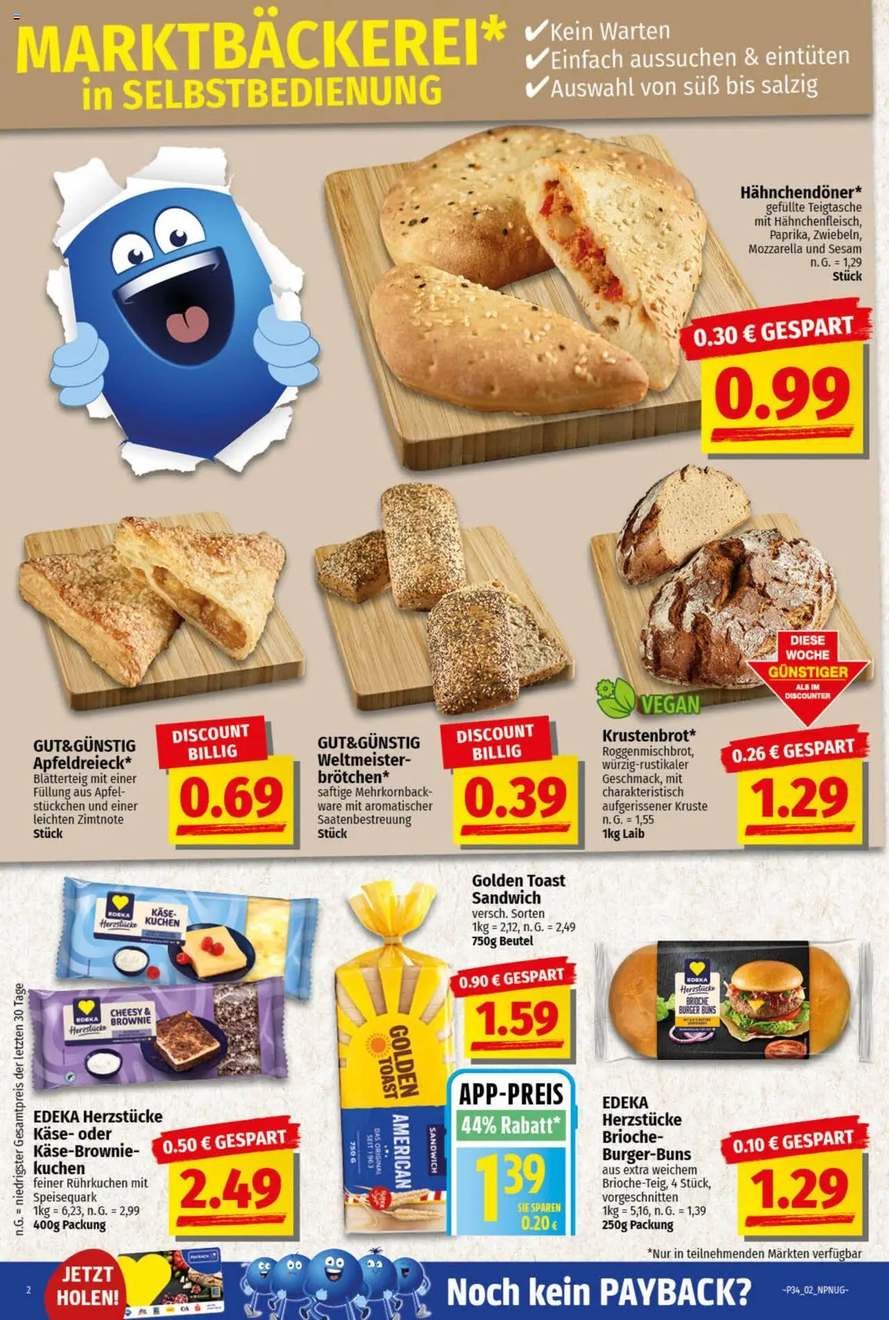 NP Discount Prospekt 	 - gültig ab dem 18.08.2025 | Seite: 2 | Produkte: Mozzarella, Burger, Äpfel, Kuchen