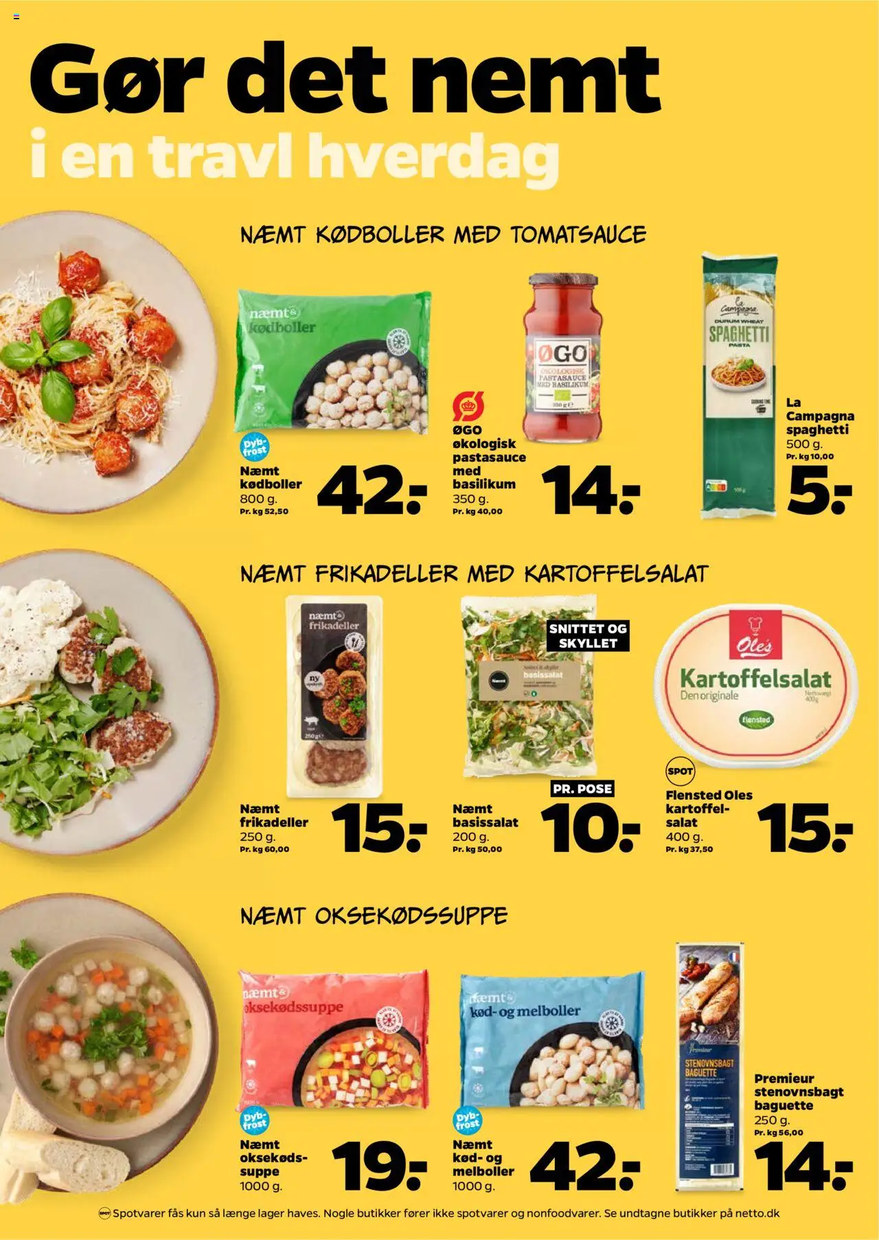 Netto tilbudsavis – gyldig fra 04.10.2025 | Side: 19 | Produkter: Spaghetti, Pasta, Frikadeller, Basilikum