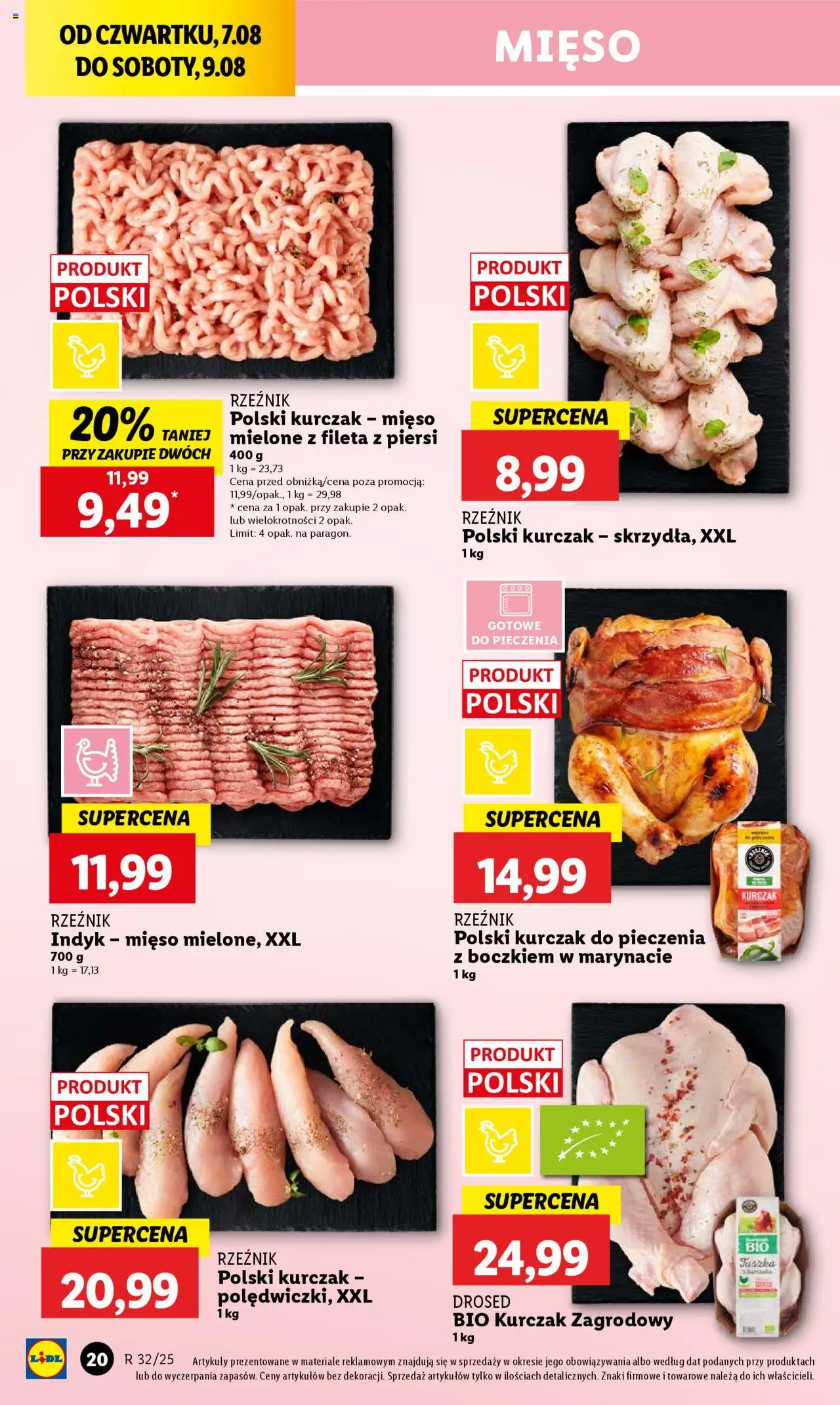 Lidl Gazetka od 07.08.2025 | Strona: 24 | Produkty: Kurczak, Piersi, Mięso, Mięso mielone