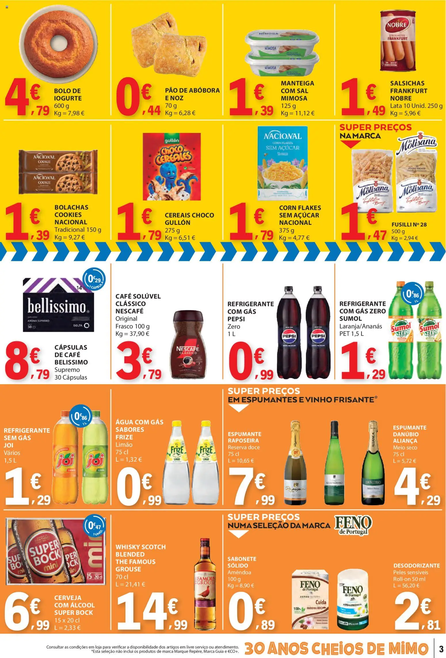 E.Leclerc Catálogo Fim de Semana │ válido de 30.01.2026 | Página: 3 | Produtos: Super bock, Café solúvel, Iogurte, Pão