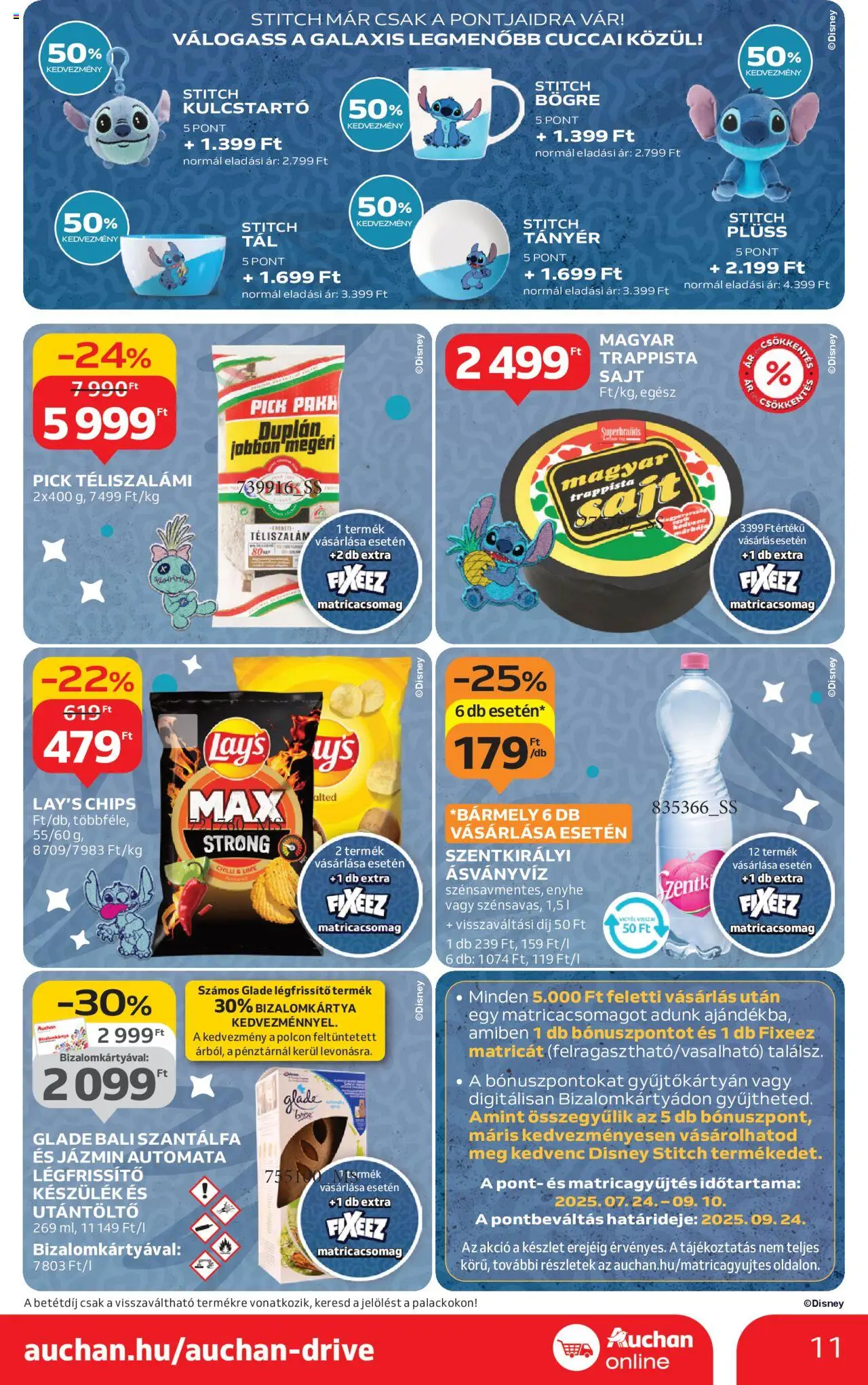 Auchan akciós ujság - amely érvényes a következő dátumtól: 21.08.2025 | Oldal: 11 | Termékek: Lime, Sajt, Ásványvíz, Téliszalámi