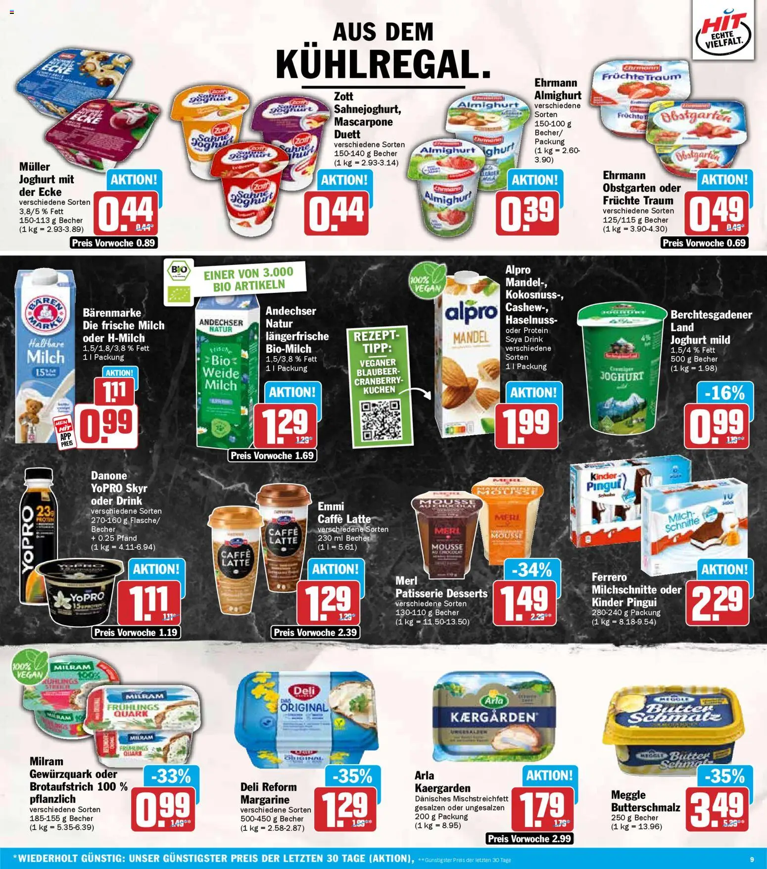 HIT - Wochenprospekt – gültig ab 24.11.2025 | Seite: 9 | Produkte: Quark, Mascarpone, Alpro, Milram