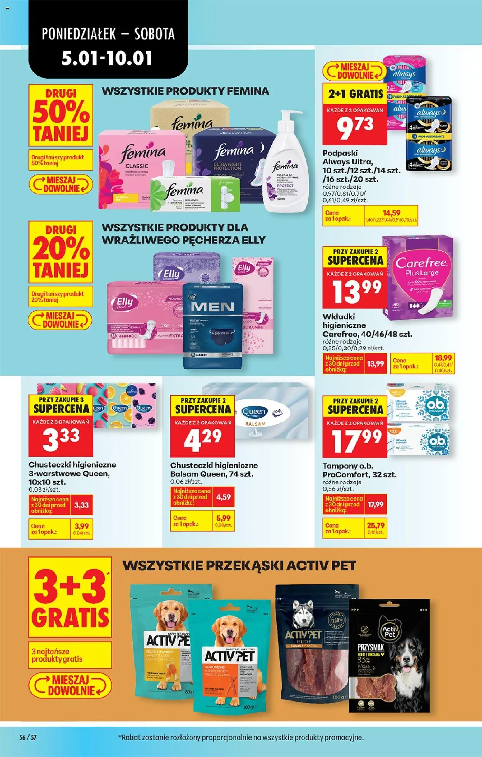 Biedronka gazetka od 05.01.2026 | Strona: 66 | Produkty: Tampony, Kaczka, Podpaski, Wkładki higieniczne