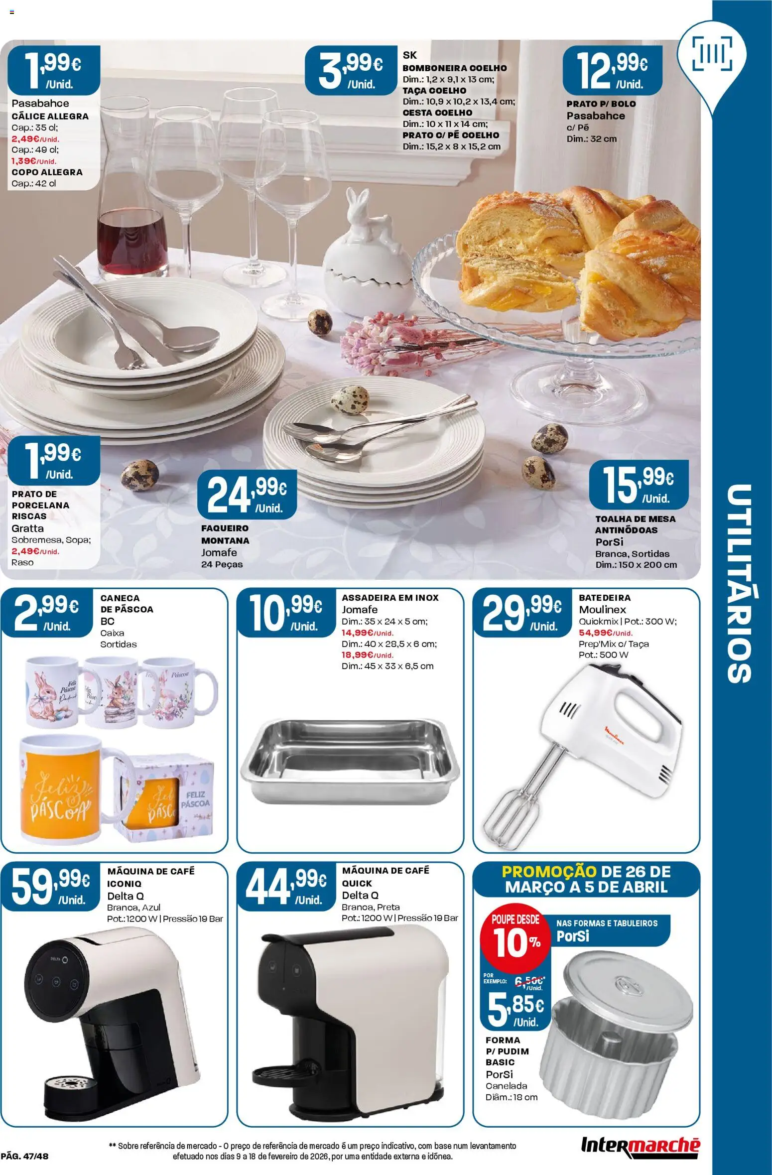 Intermarché folheto │ válido de 26.03.2026 | Página: 47 | Produtos: Base, Caixa, Café, Toalha de mesa
