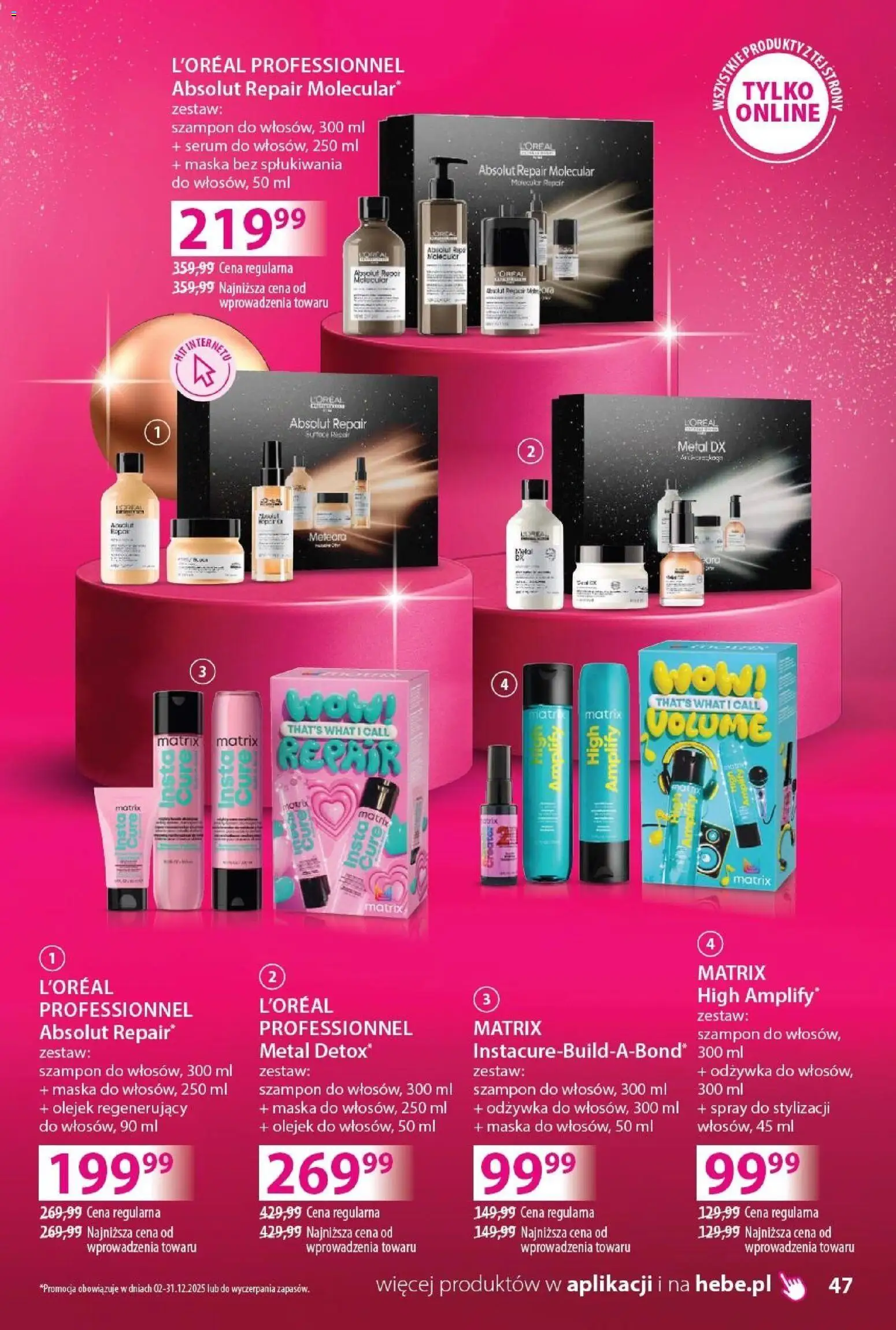 Hebe Gazetka - Katalog od 02.12.2025 | Strona: 47 | Produkty: Szampon, Odżywka, Maska