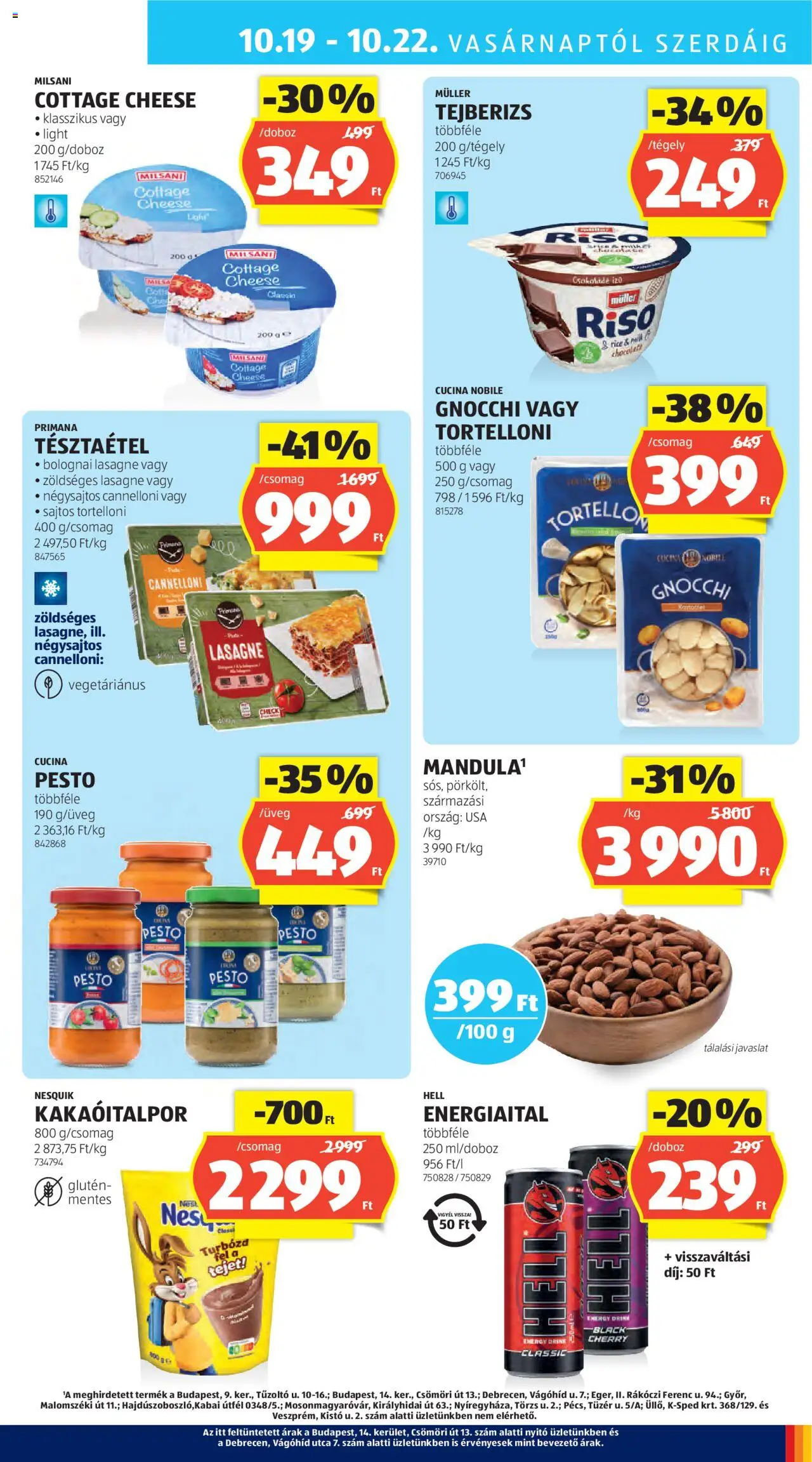 Aldi akciós ujság - amely érvényes a következő dátumtól: 16.10.2025 | Oldal: 29 | Termékek: Cottage cheese, Nesquik, Csokoládé, Gnocchi