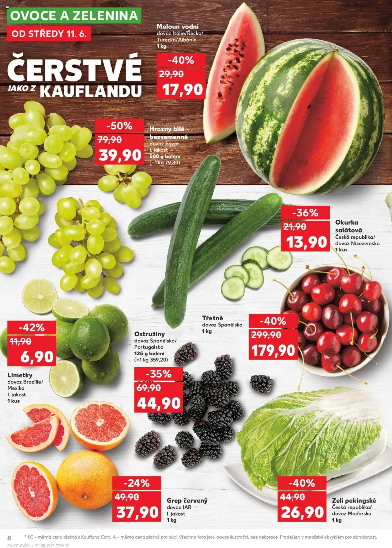 Kaufland leták od 11.06.2025 | Strana: 8 | Produkty: Meloun, Třešně, Grep, Hrozny