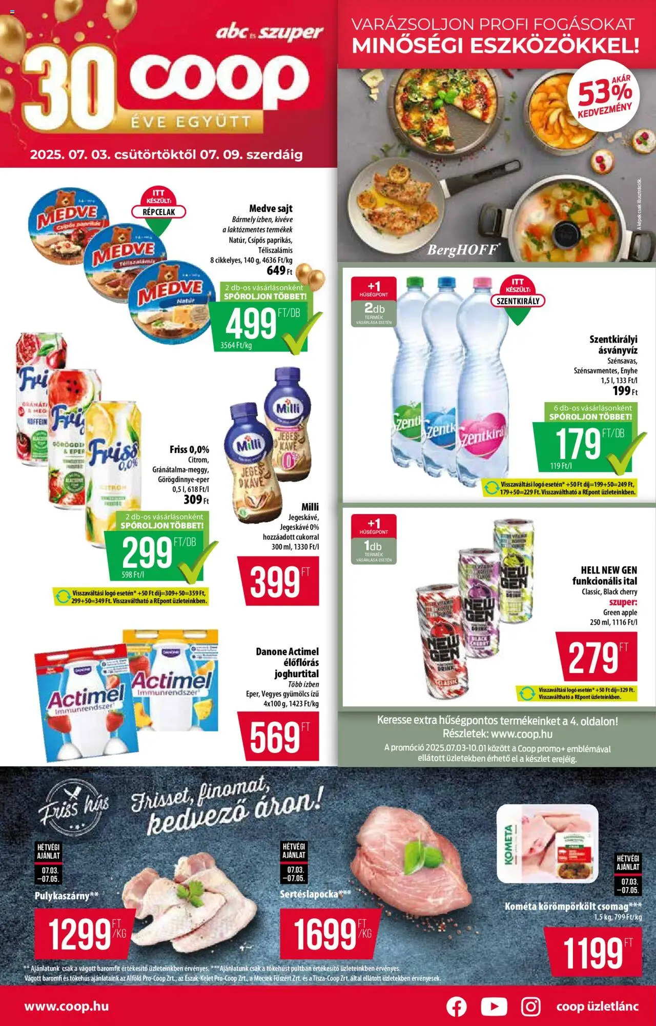 COOP Szolnok akciós ujság - amely érvényes a következő dátumtól: 03.07.2025 | Oldal: 1 | Termékek: Gyümölcs, Actimel, Eper, Citrom