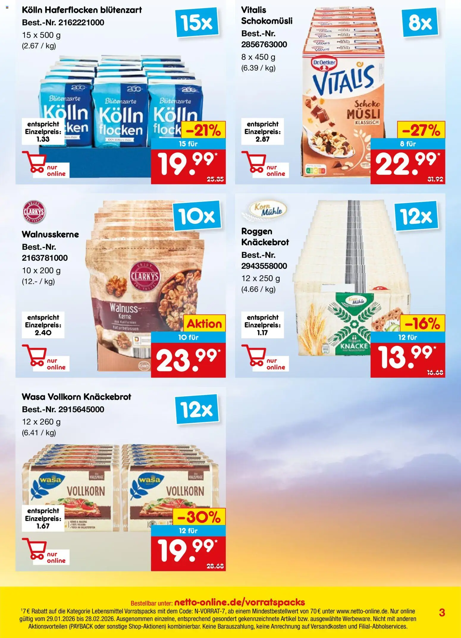 Netto Marken-Discount Online-Sonderangebote – gültig ab 01.02.2026 | Seite: 3 | Produkte: Musli, Kolln haferflocken, Kolln, Flocken