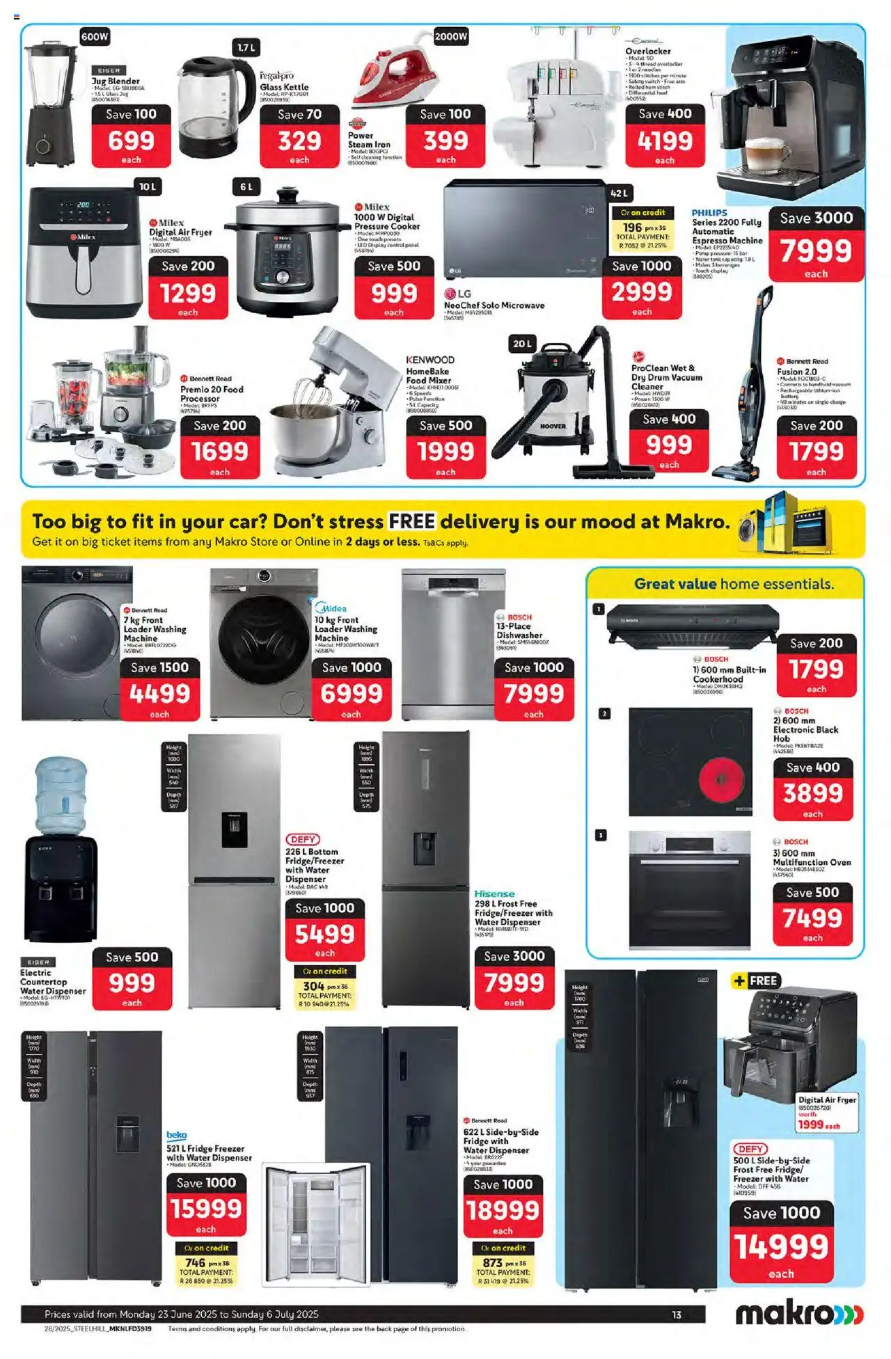 Makro Specials │ valid from 23.06.2025 | Page: 13 | Products: Dishwasher, Mixer, Fridge, Blender