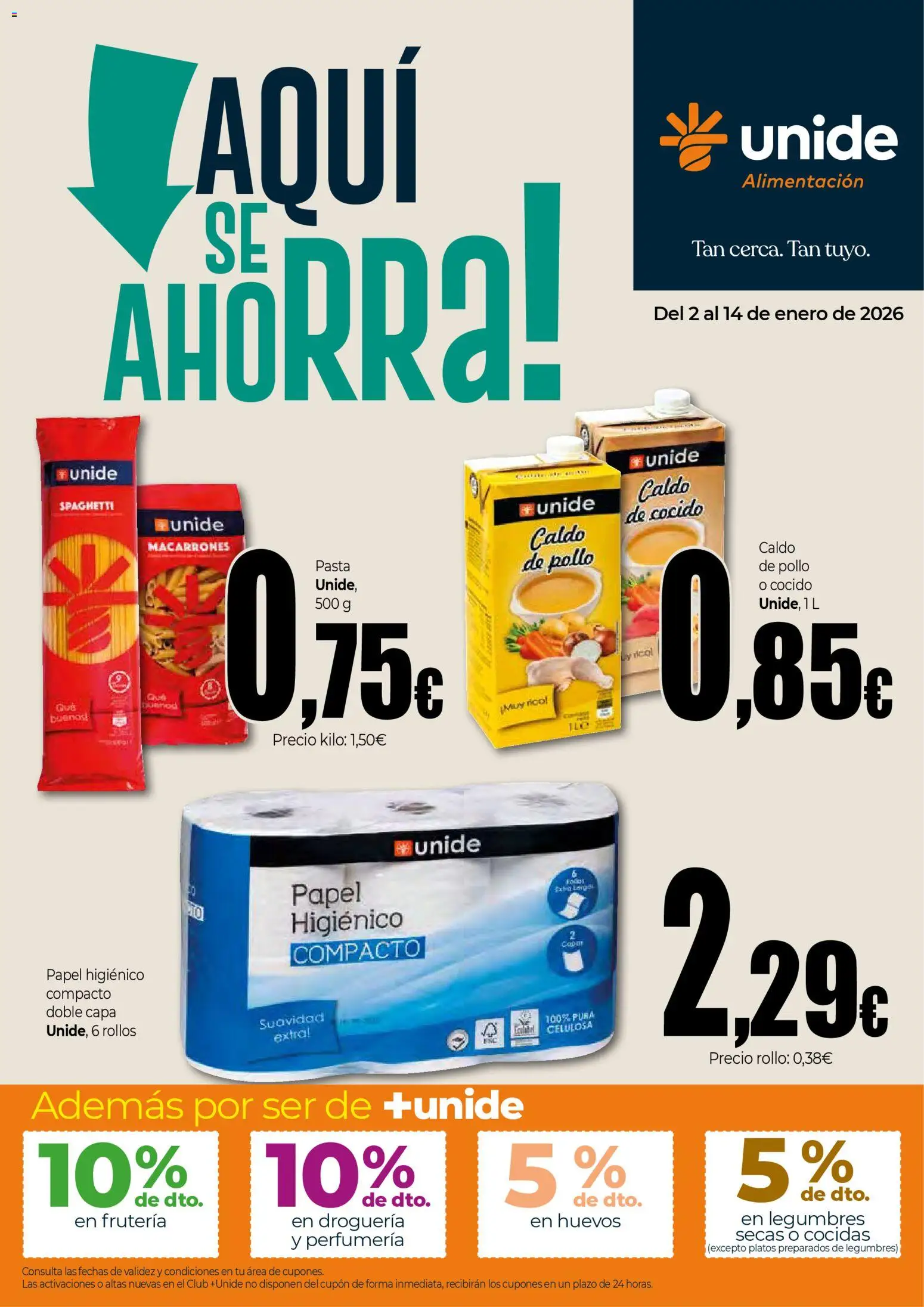 Unide - Alimentación Península │ válido desde el 02.01.2026 | Página: 1 | Productos: Huevos, Papel higienico, Pasta