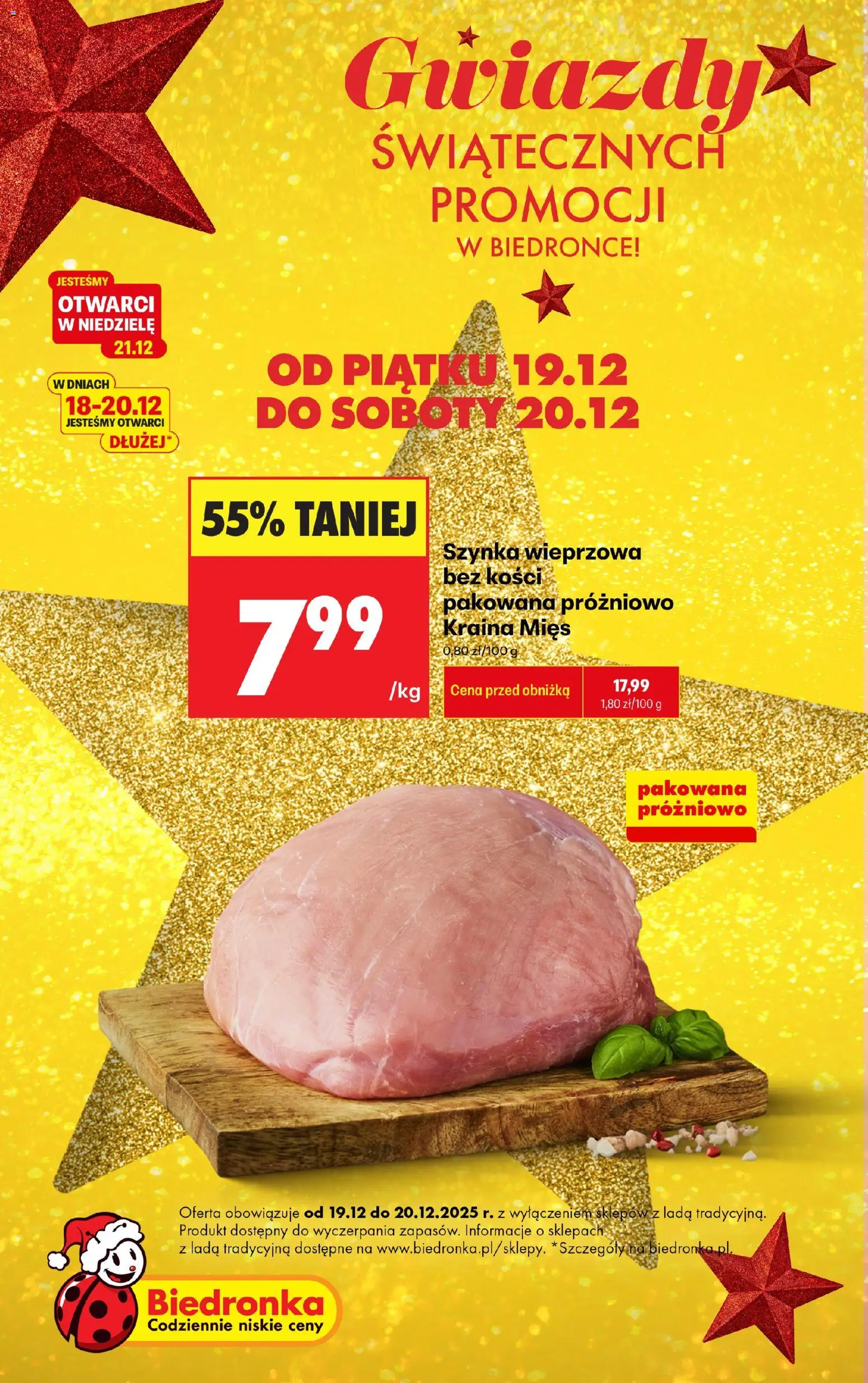 Biedronka gazetka - Gwiazdy od 19.12.2025 | Strona: 4 | Produkty: Kraina mięs, Szynka wieprzowa, Szynka