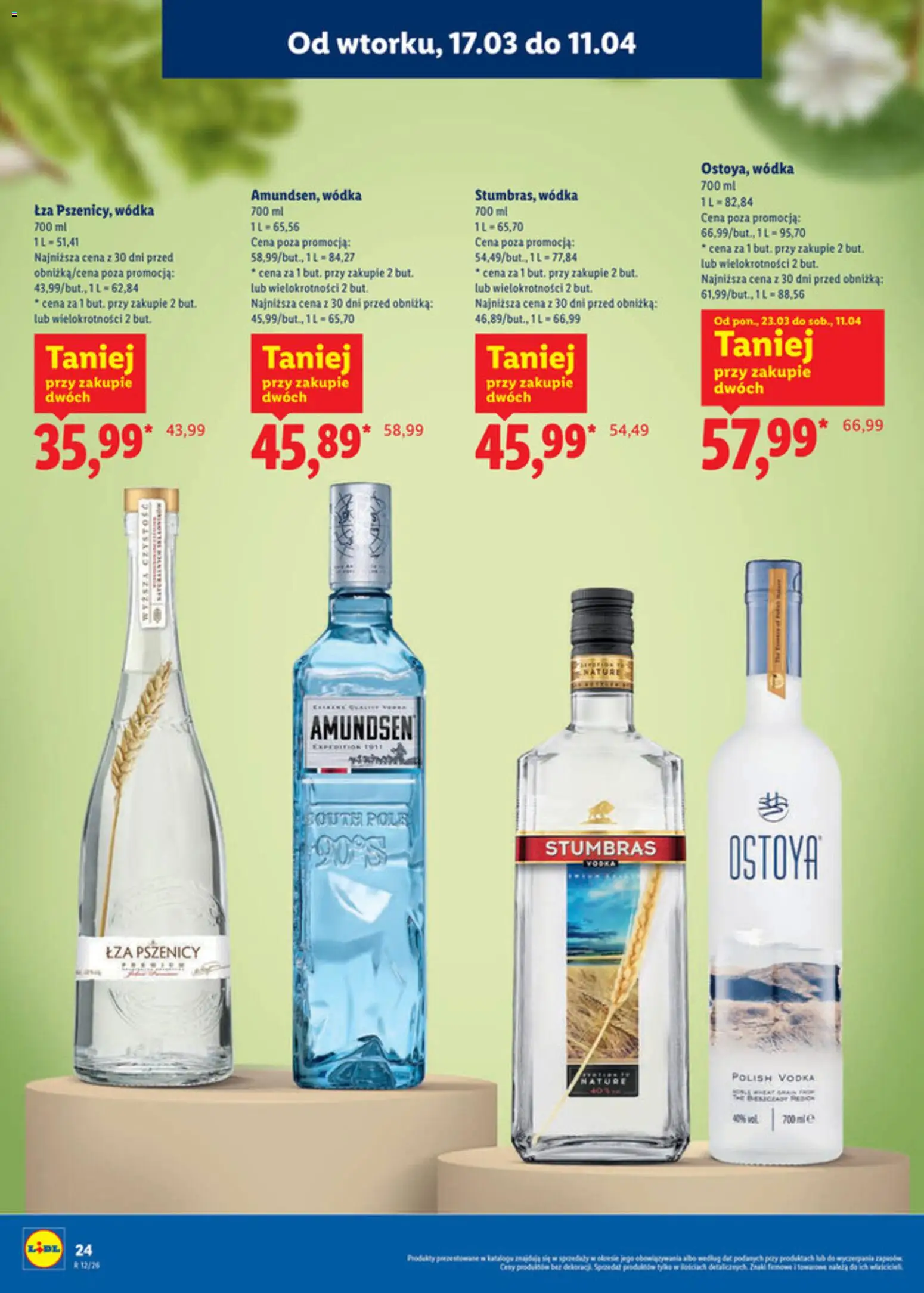 Lidl Katalog alkoholi mocnych i win od 17.03.2026 | Strona: 25 | Produkty: Wódka Stumbras, Vodka, Wódka