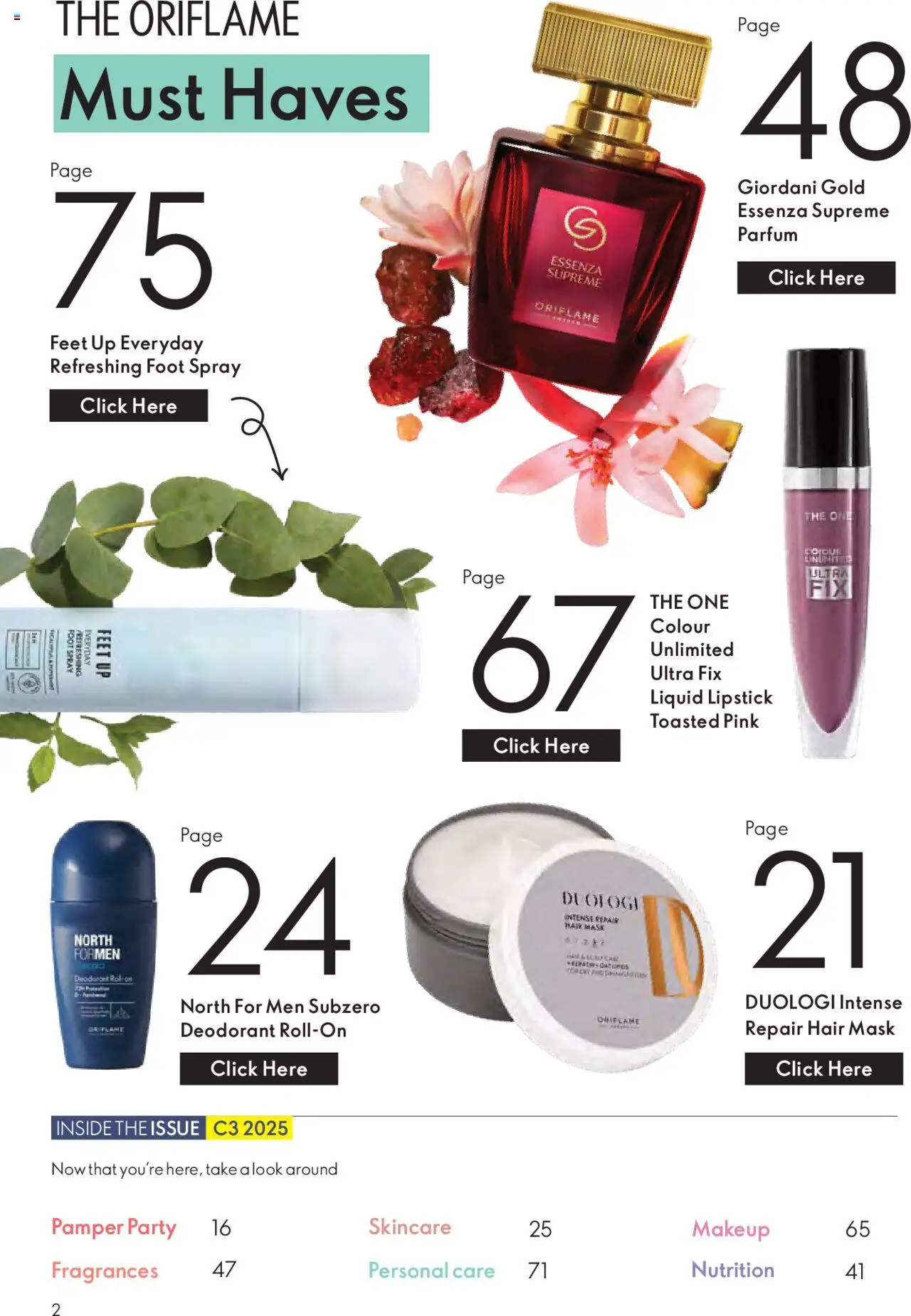 Oriflame - Catalogue  valid from 01.07.2025 | Page: 2 | Products: Deodorant, Hair mask, Lipstick, Mask