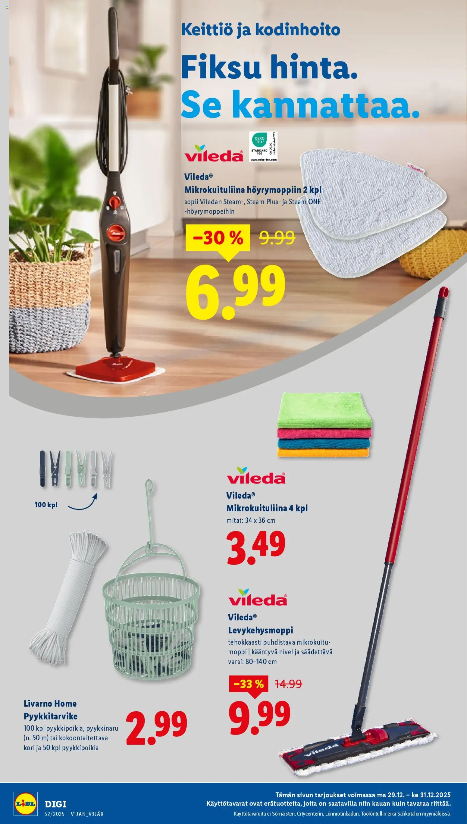 Lidl tarjoukset - Helsinki – voimassa 26.12.2025 alkaen | Sivu: 26 | Tuotteet: Mikrokuituliina, Moppi, Keittiö, Kori