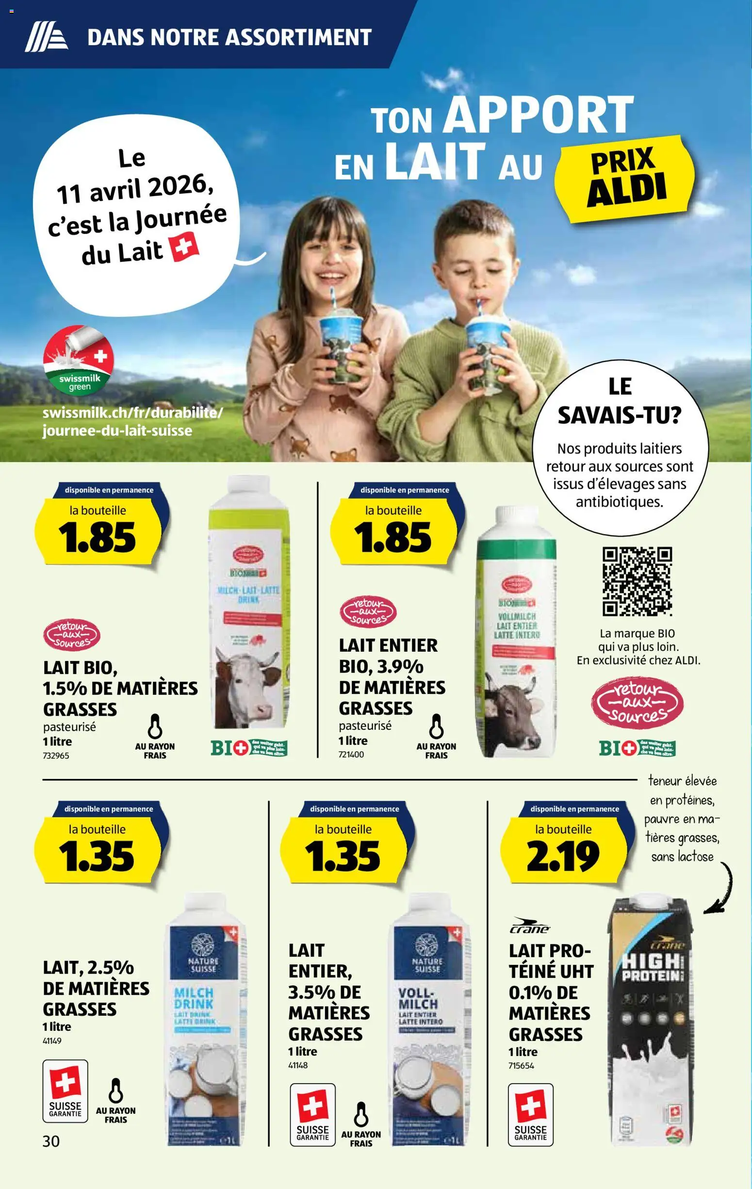 Aldi aktionen FR – gültig ab 09.04.2026 | Seite: 30 | Produkte: Milch