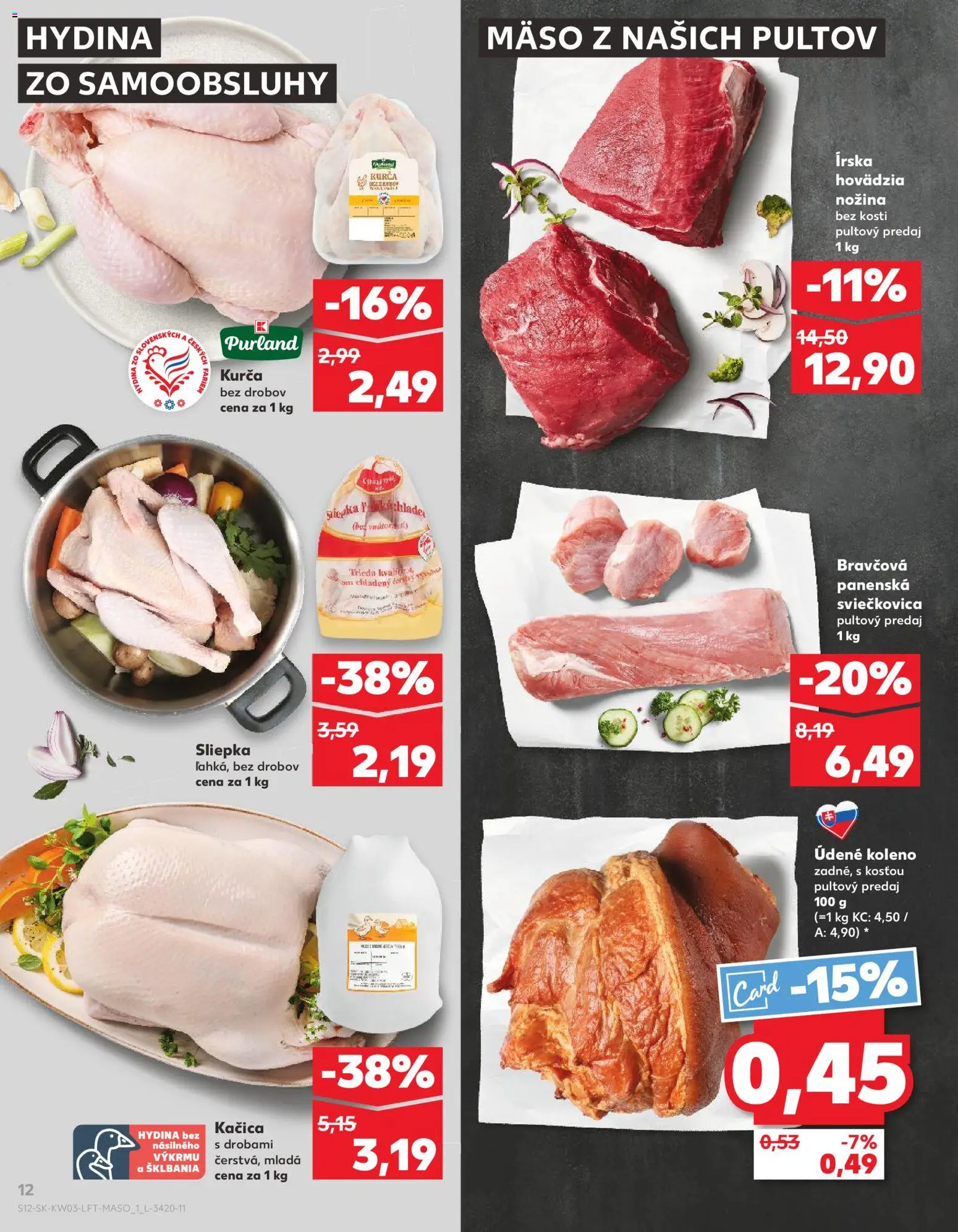 Nové Kaufland akcie – leták je platný od 15.01.2026 | Strana: 12 | Produkty: Kačica, Kurča, Údené koleno
