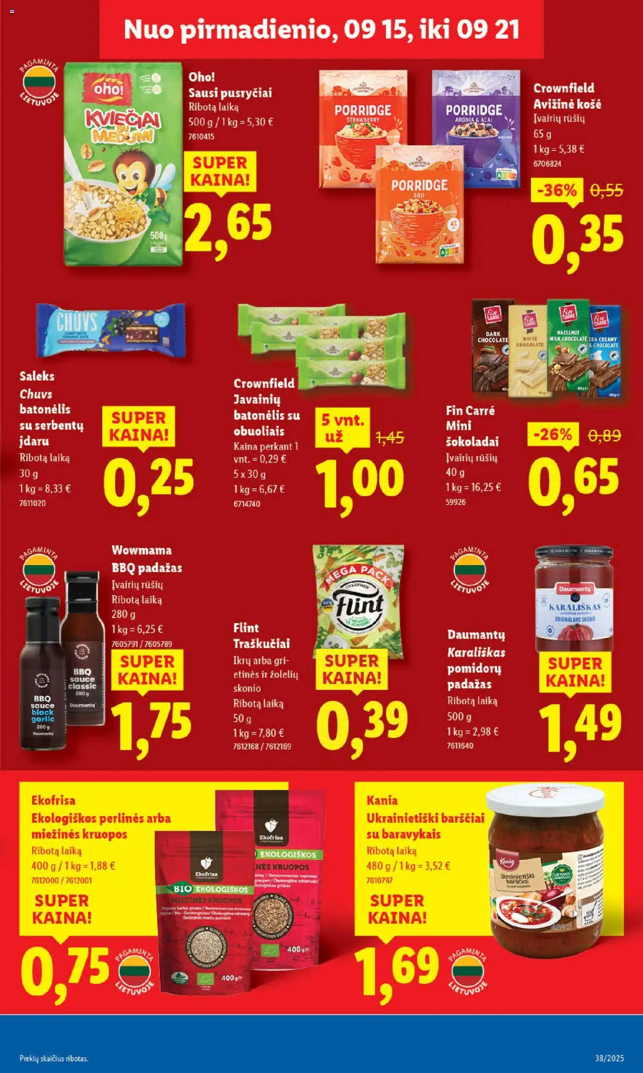 LIDL akcijos nuo 15.09.2025 | Puslapis: 33 | Prekių: Košė, Kruopos, Padažas, Traškučiai