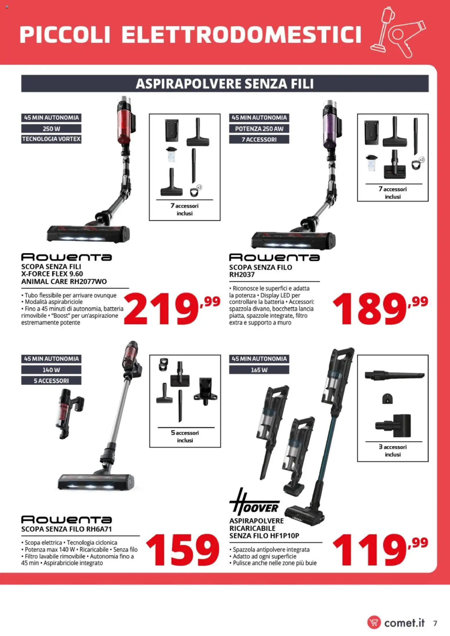 Volantino Comet del 06.03.2026 | Pagina: 7 | Prodotti: Spazzola, Scopa elettrica, Tubo, Scopa