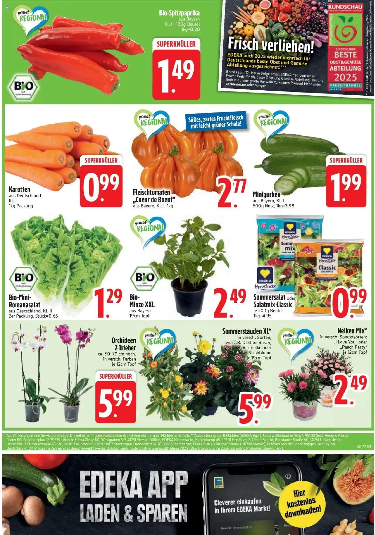 Edeka prospekt Murnau	 - gültig ab dem 29.06.2025 | Seite: 3 | Produkte: Gemüse, Obst, Salat