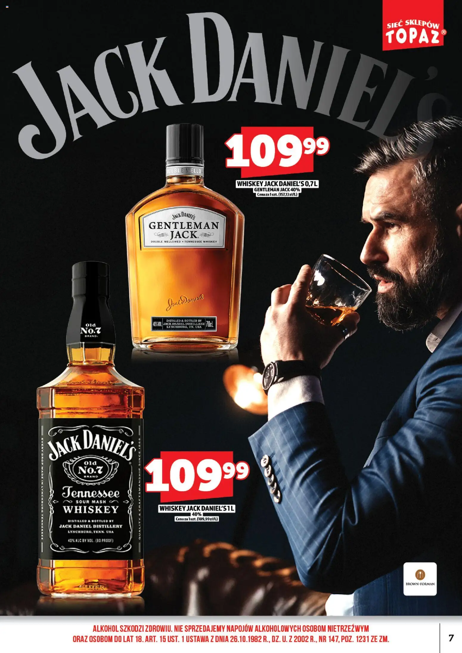 Topaz Gazetka alkoholowa od 01.03.2026 | Strona: 9 | Produkty: Gentleman Jack, Jack Daniel's, Alkohol