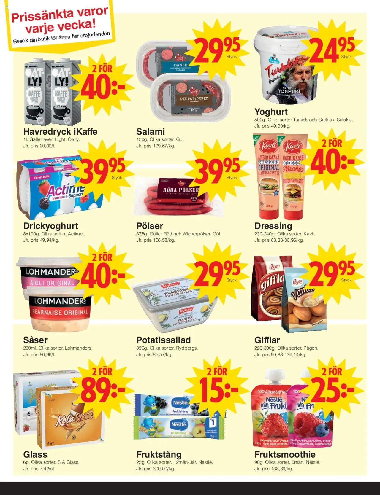Matöppet reklamblad aktuell från 14.07.2025 | Sida: 3 | Produkter: Potatissallad, Havredryck, Aioli, Glass