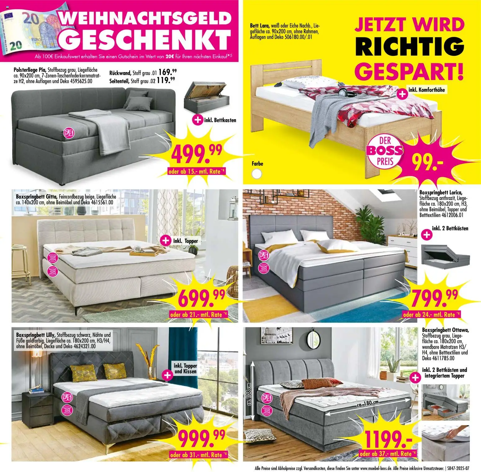 SB Möbel Boss Prospekt 	 – gültig ab 15.11.2025 | Seite: 7 | Produkte: Bett, Kissen, Boxspringbett, Topper
