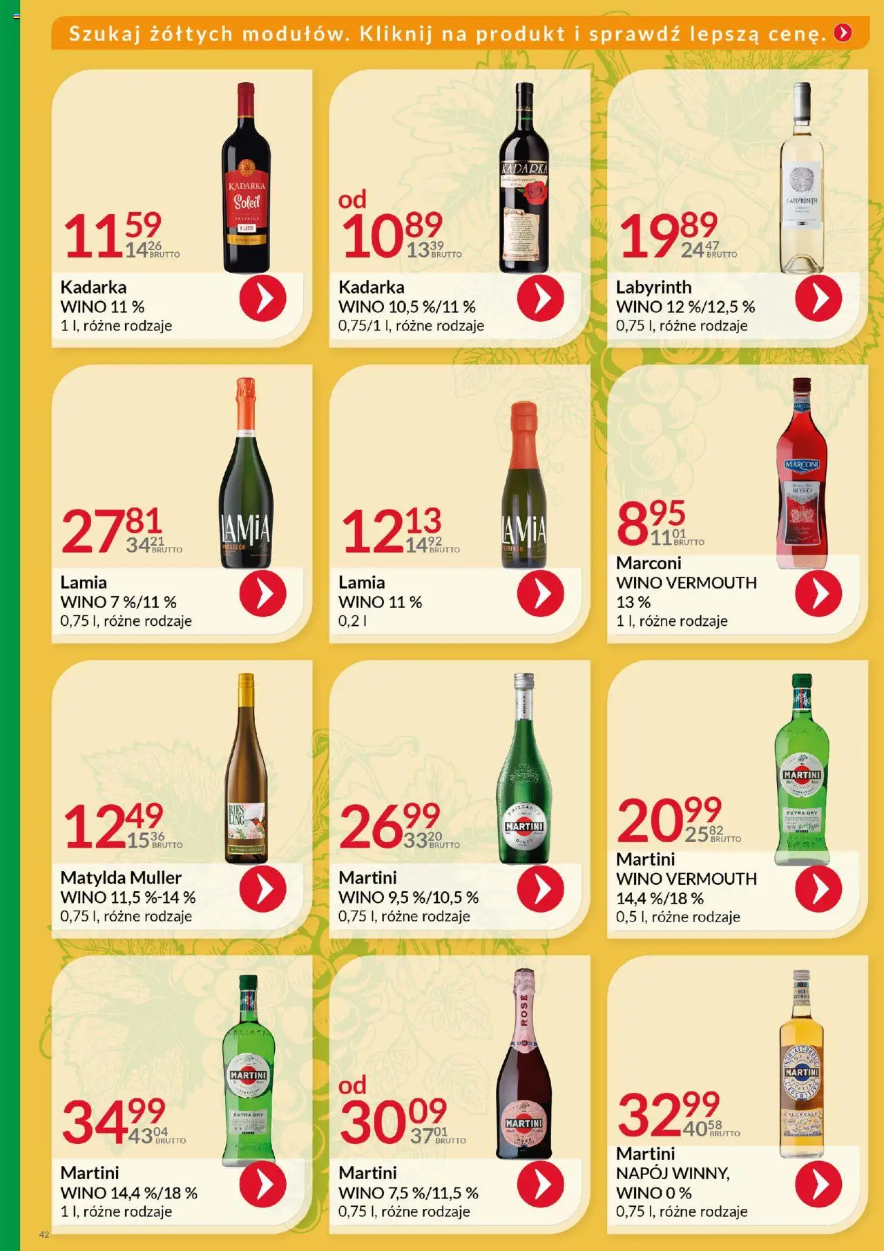 Eurocash Gazetka - Katalog Alkoholowy od 01.06.2025 | Strona: 42 | Produkty: Martini, Wino