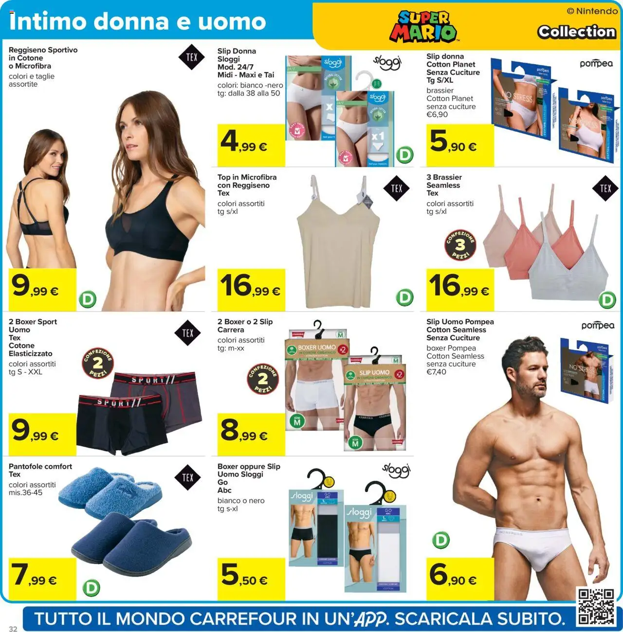 Volantino Carrefour del 15.09.2025 | Pagina: 32 | Prodotti: Intimo, Reggiseno, Slip, Pantofole