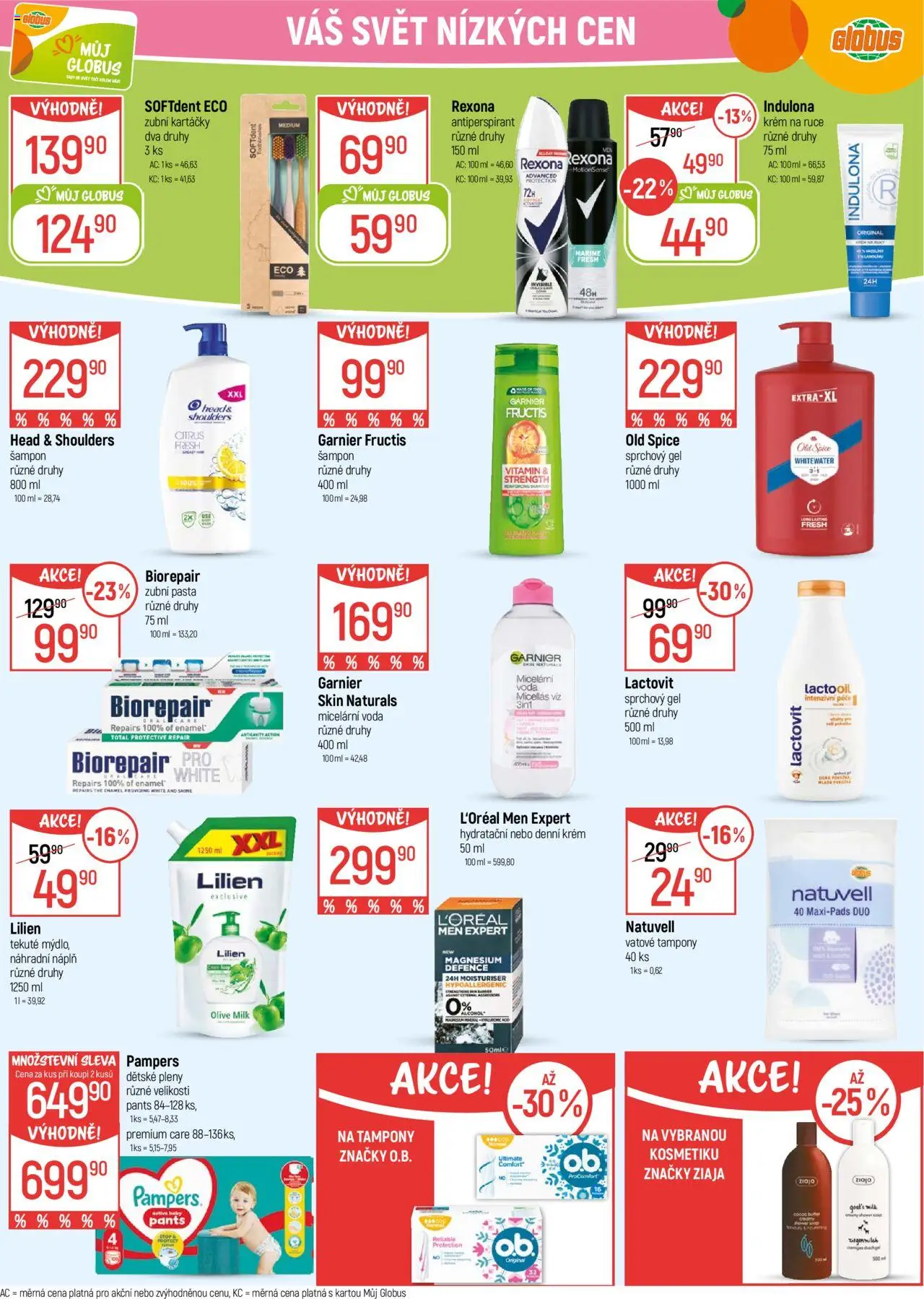 Globus leták - Trmice od 17.09.2025 | Strana: 28 | Produkty: Sprchový gel, Indulona, Tampony, Pleny