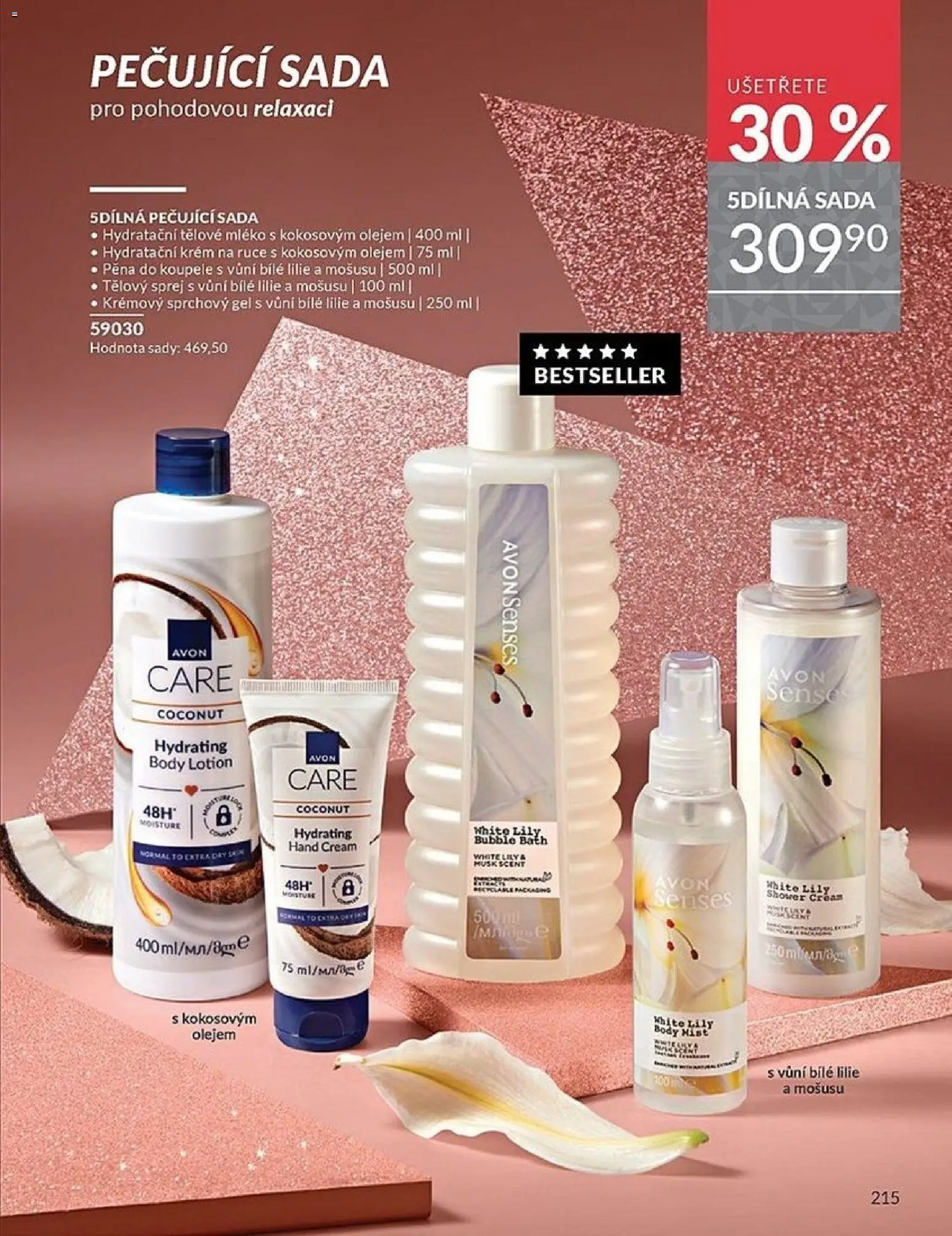 Avon Black Friday od 01.11.2025 | Strana: 215 | Produkty: Tělové mléko, Sprchový gel, Hydratační krém, Body