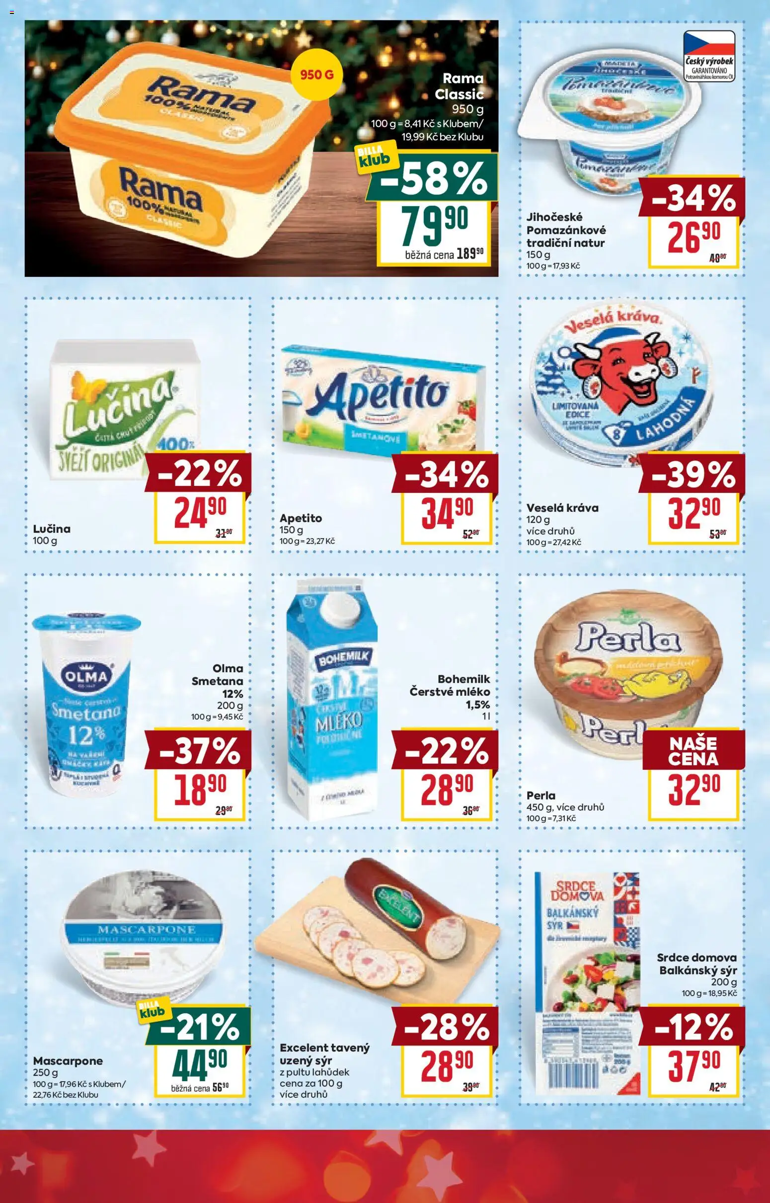 Billa Velký leták od 17.12.2025 | Strana: 26 | Produkty: Sýr, Lučina, Rama, Perla