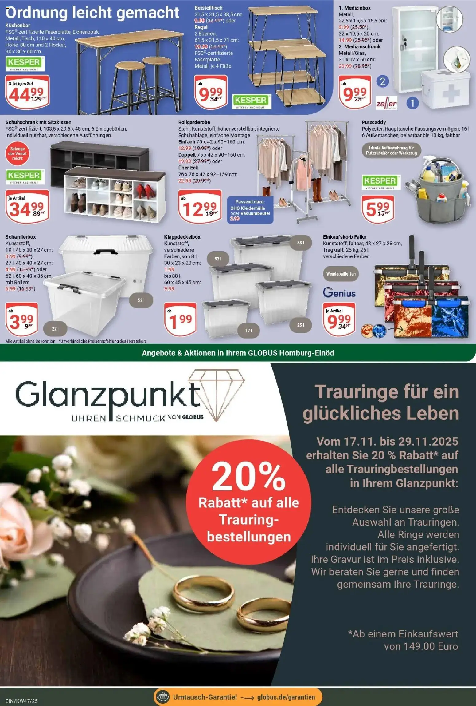Globus prospekt Homburg-Einöd	 – gültig ab 17.11.2025 | Seite: 24 | Produkte: Beistelltisch, Regal