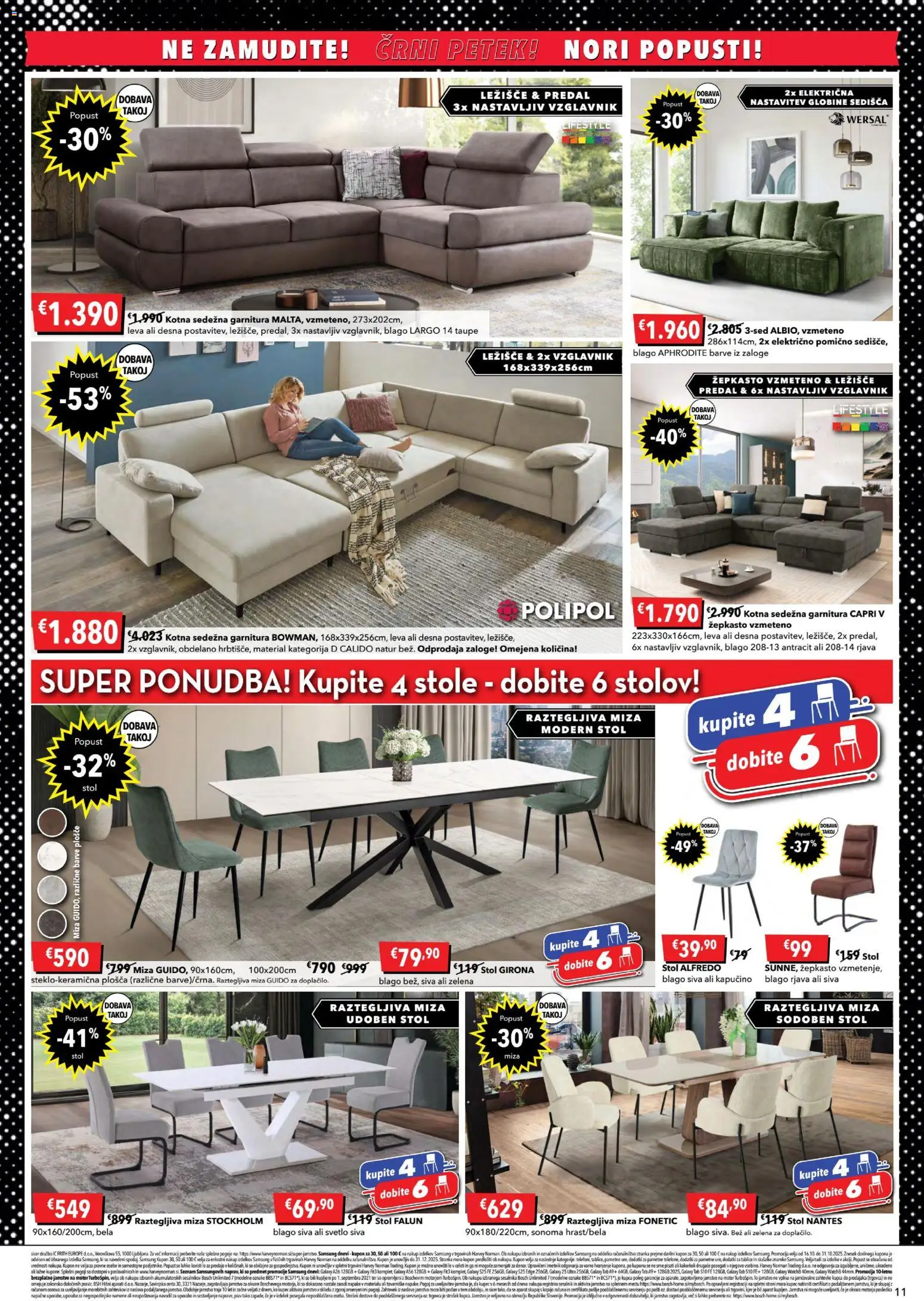 Novi Harvey Norman katalog ponudbe – veljaven od 23.10.2025 | Stran: 11 | Izdelki: Kapučino, Sedezna garnitura, Miza, Sesalnik