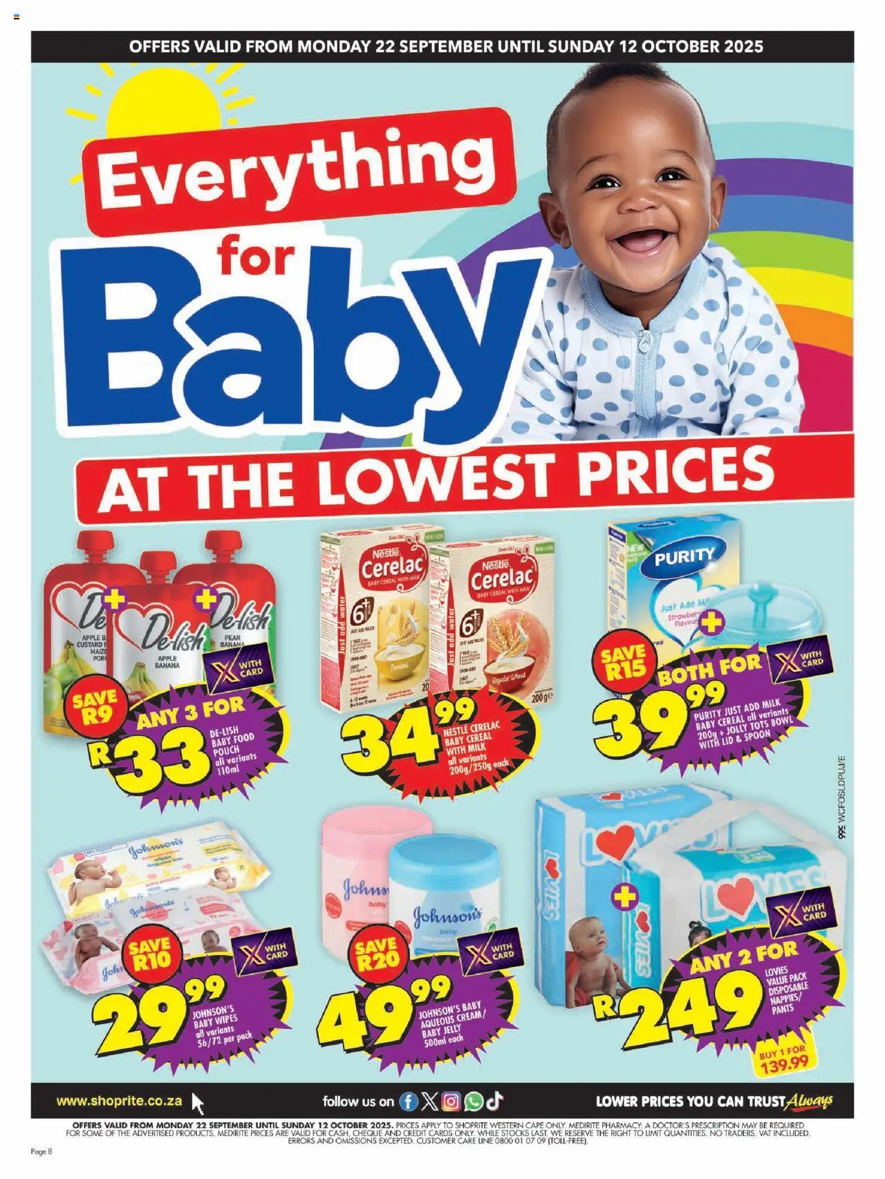 New Shoprite catalogue – valid from 22.09.2025 | Page: 8 | Products: Pants, Custard, Milk, Water