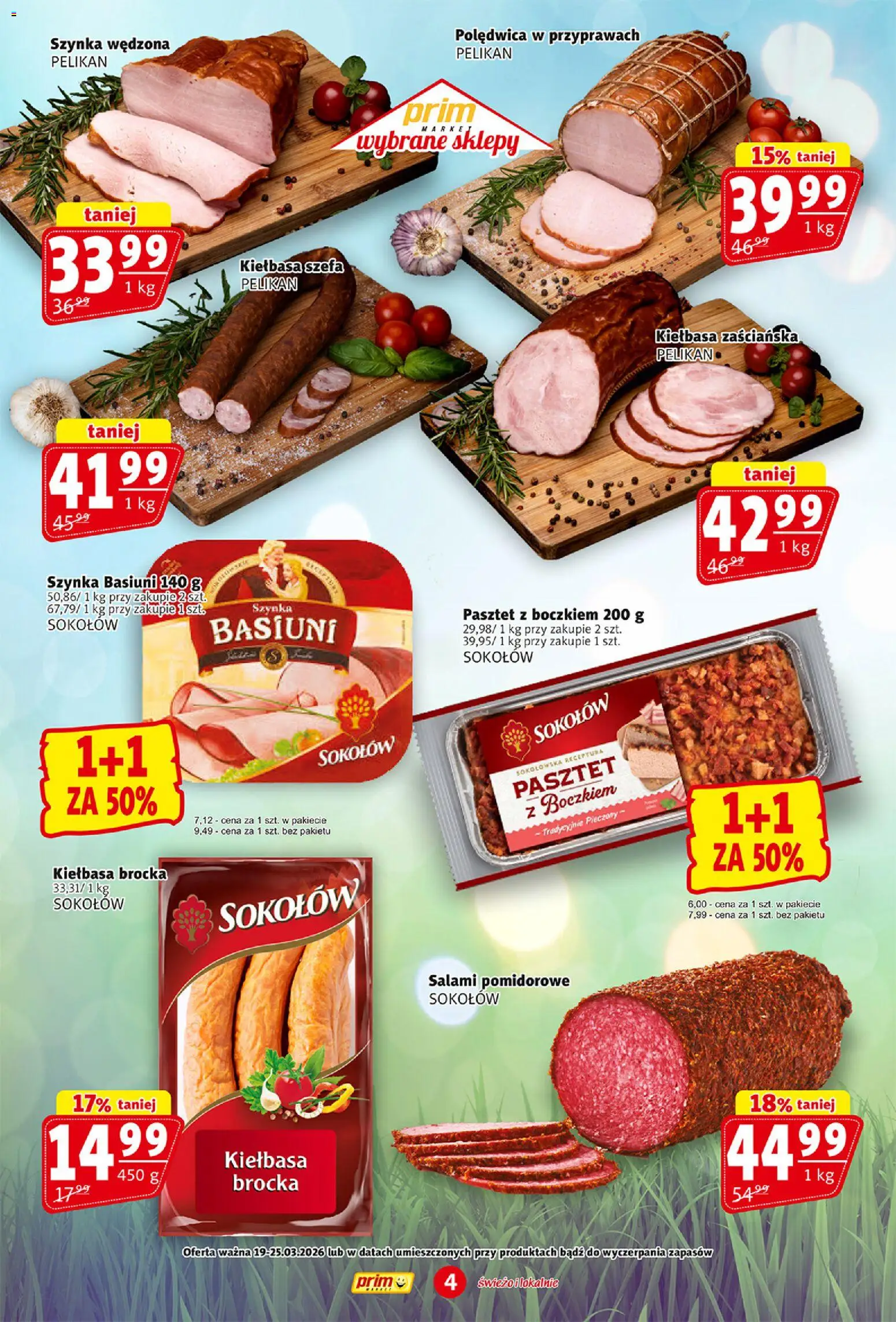 Prim Market gazetka od 19.03.2026 | Strona: 4 | Produkty: Kiełbasa, Szynka, Salami