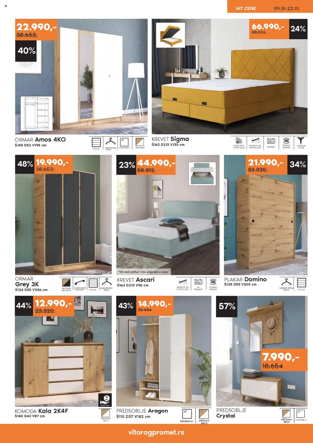 Vitorog katalog - važi od 09.10.2025 | Strana: 4 | Proizvode: Krevet, Komoda, Ormar, Ogledalo