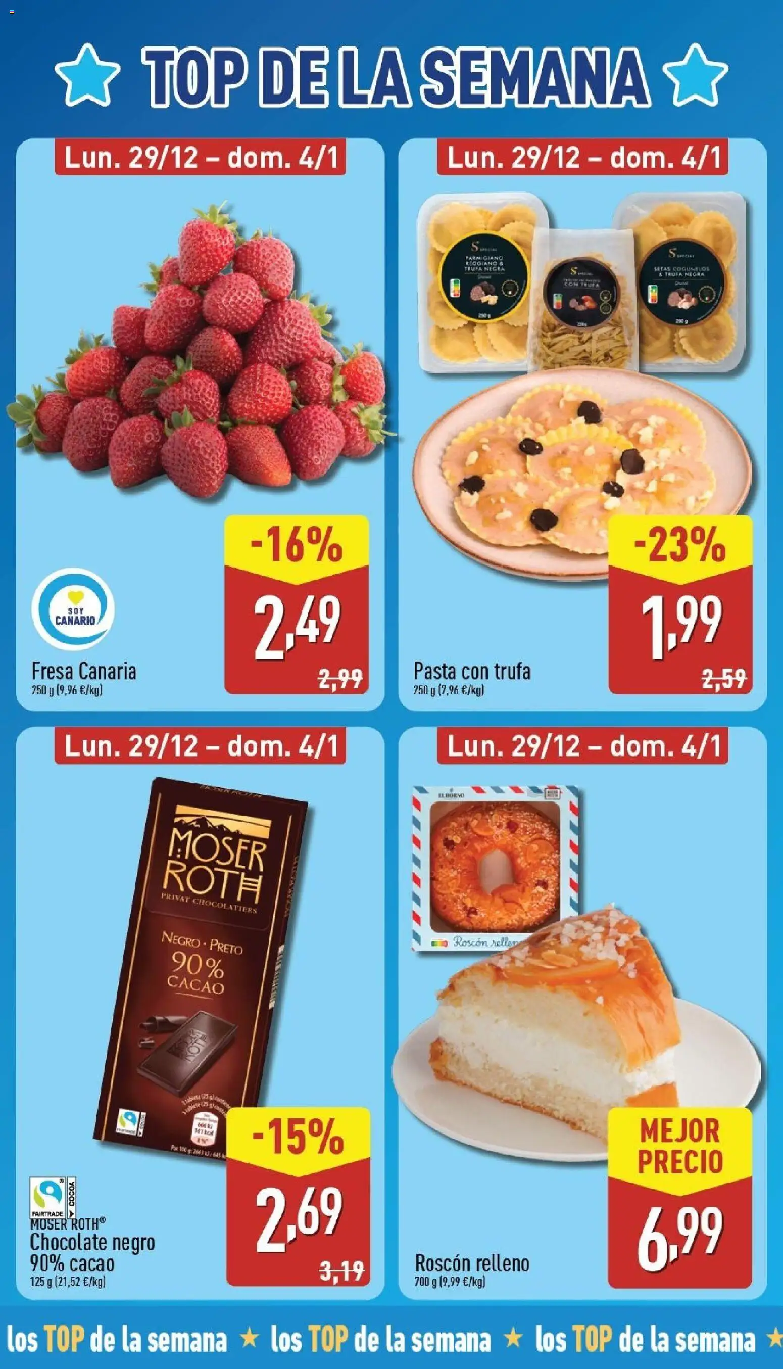 Aldi folleto Canarias │ válido desde el 29.12.2025 | Página: 2 | Productos: Chocolate, Pasta, Φρυγανιές σικάλεως