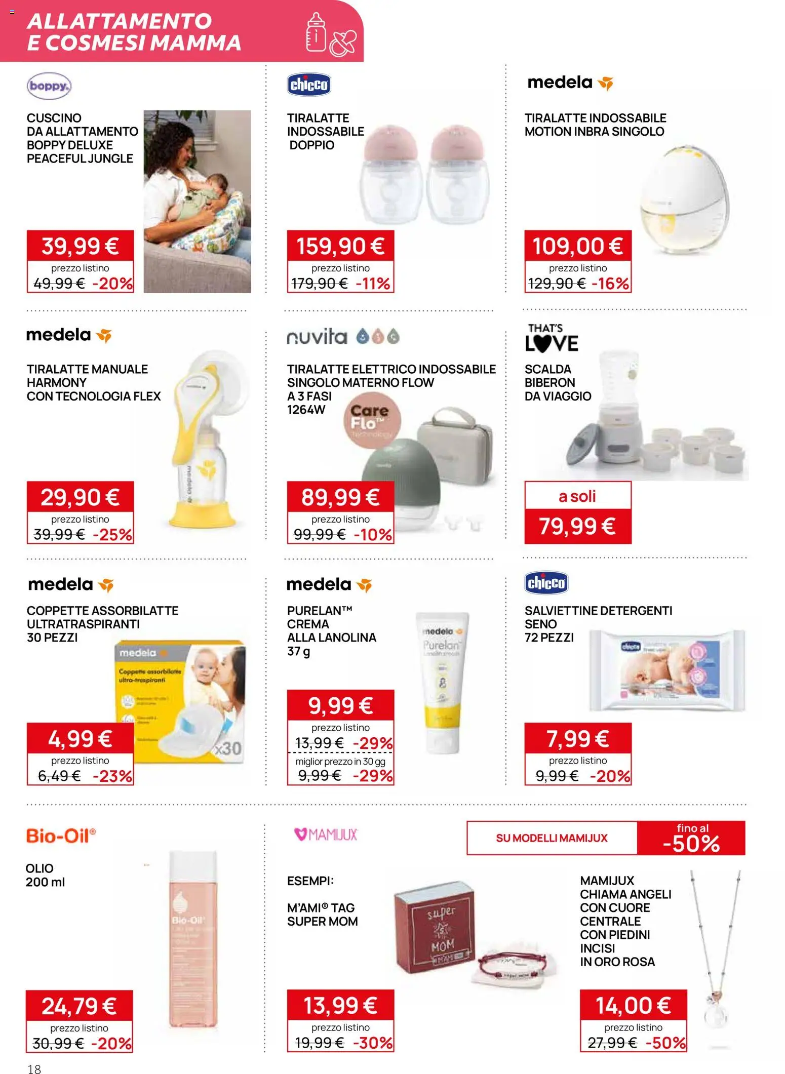 Volantino Prenatal del 17.04.2026 | Pagina: 18 | Prodotti: Crema, Olio, Tiralatte, Cuscino