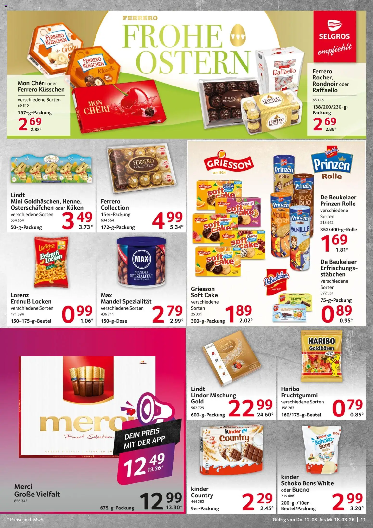 Selgros Prospekt 	 – gültig ab 12.03.2026 | Seite: 11 | Produkte: Raffaello, Merci, Haribo, Lindt